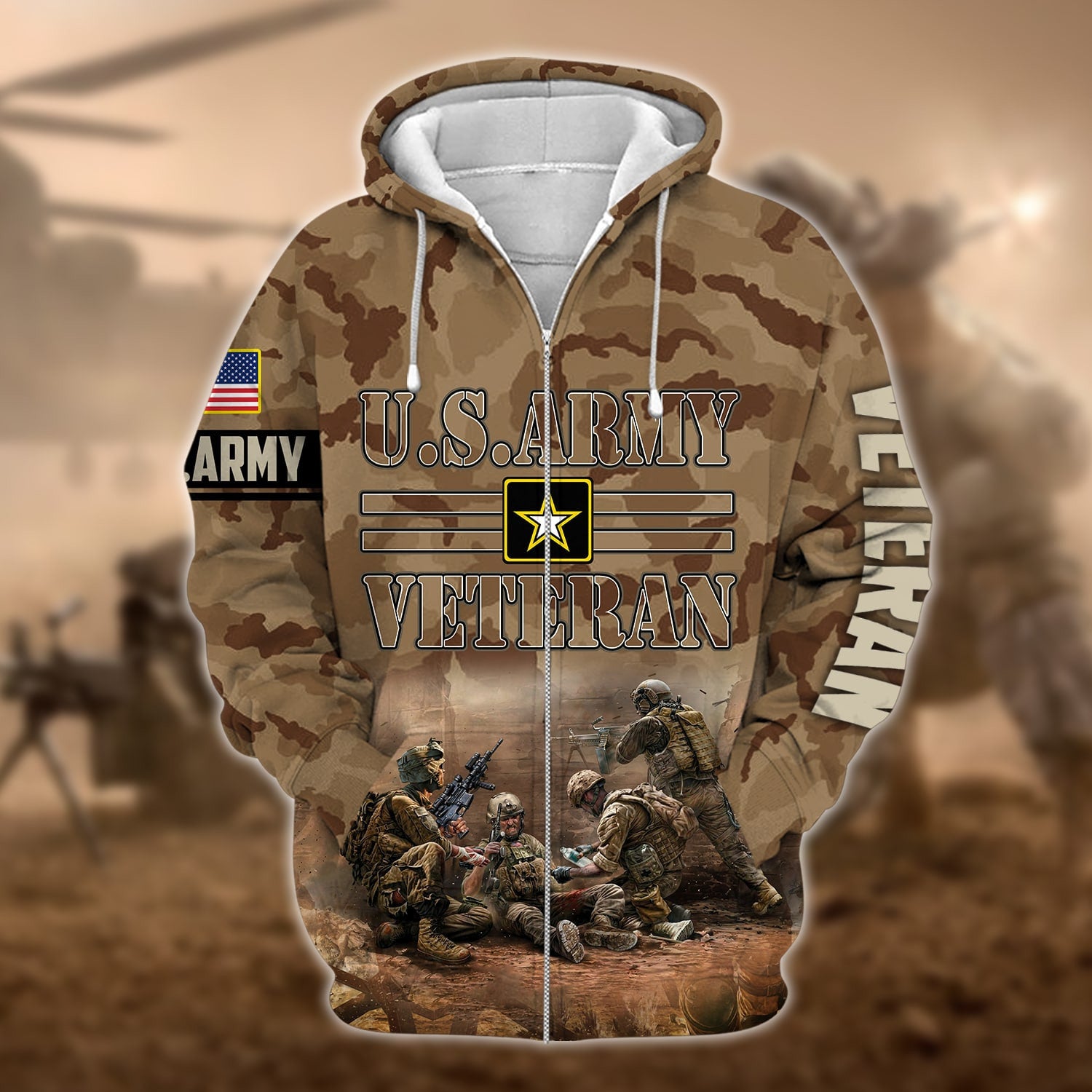 Premium U.S.ARMY Veteran Zip Hoodie