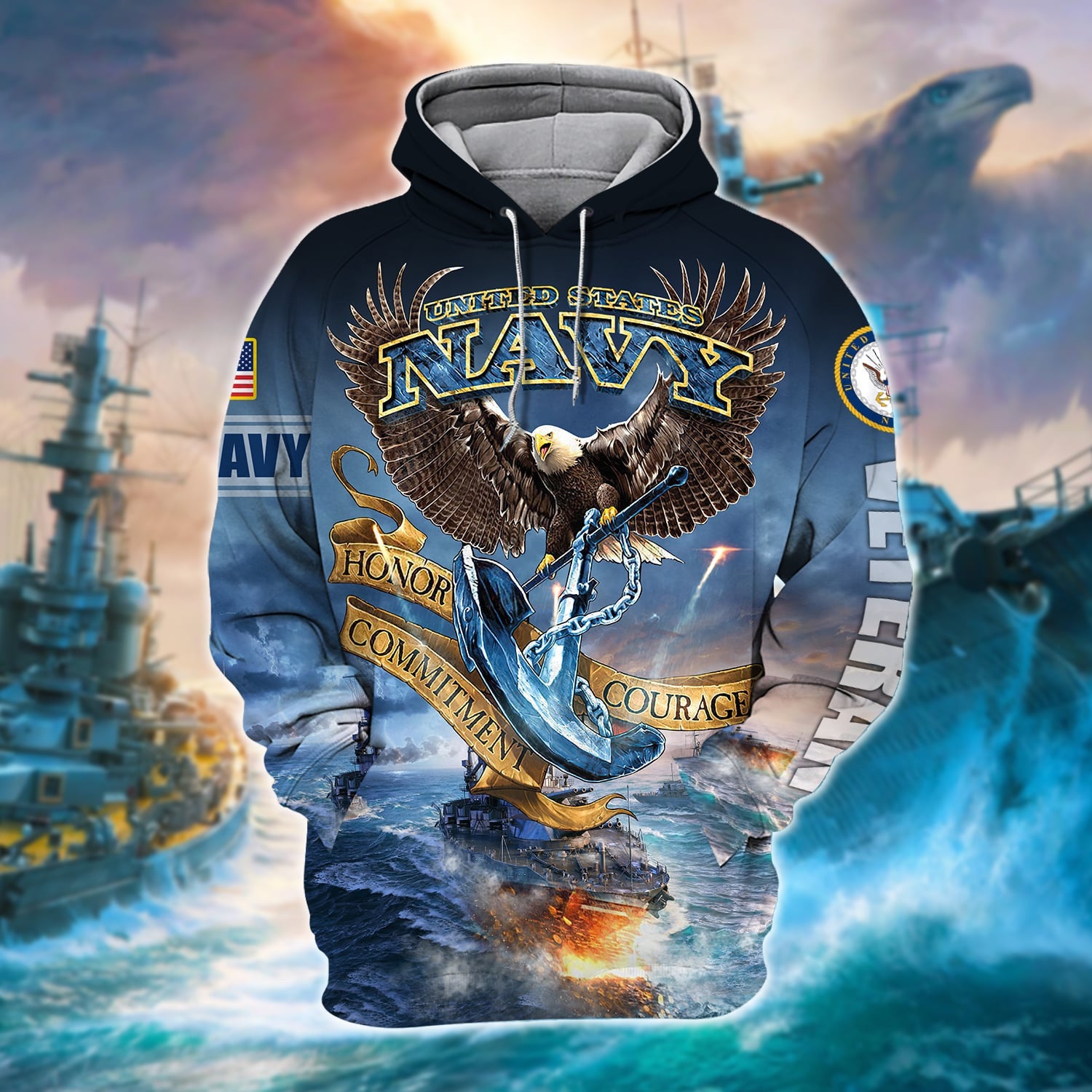Unique Proud Navy Veteran Zip Hoodie