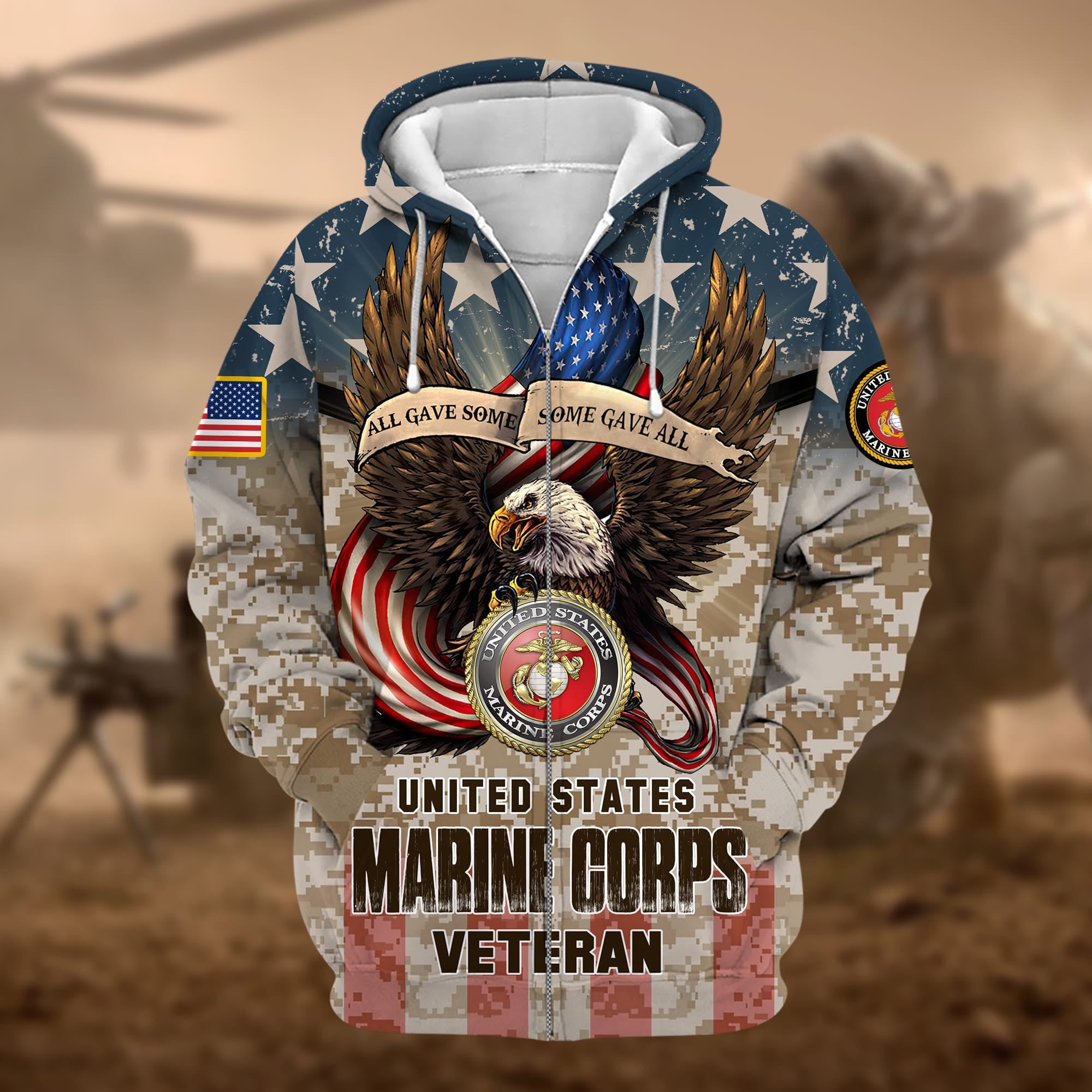 Premium Multiple US Military Services Veteran Zip Hoodie