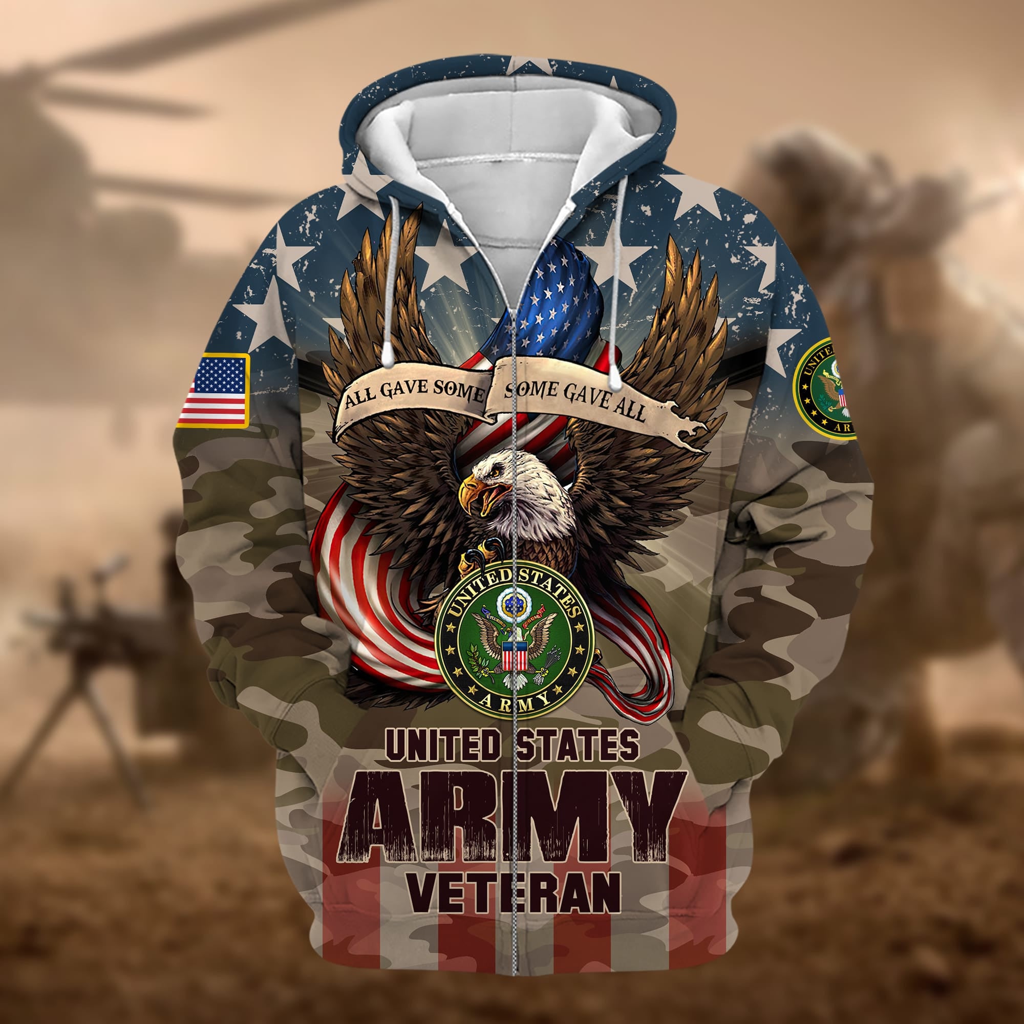Premium Multiple US Military Services Veteran Zip Hoodie