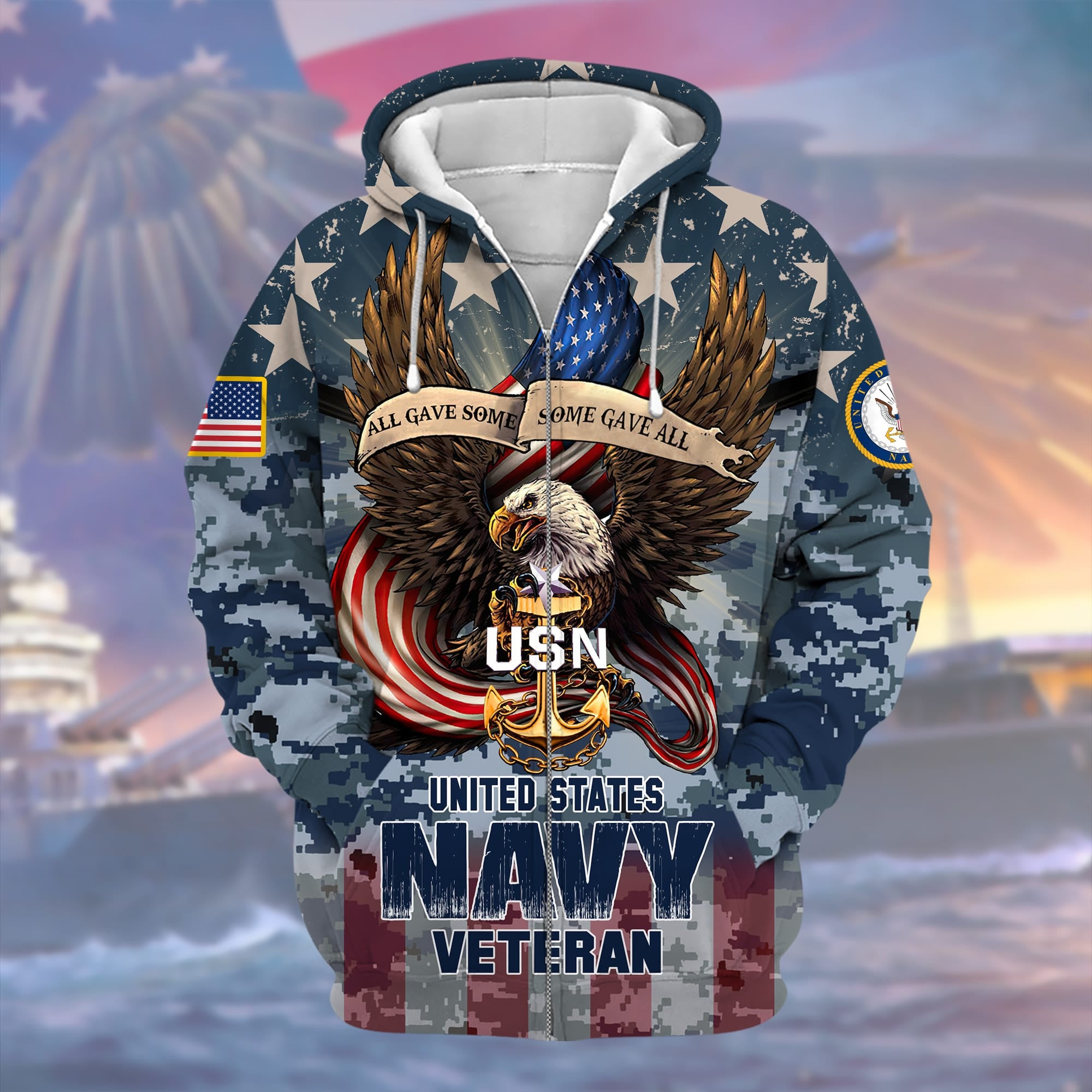 Premium Multiple US Military Services Veteran Zip Hoodie