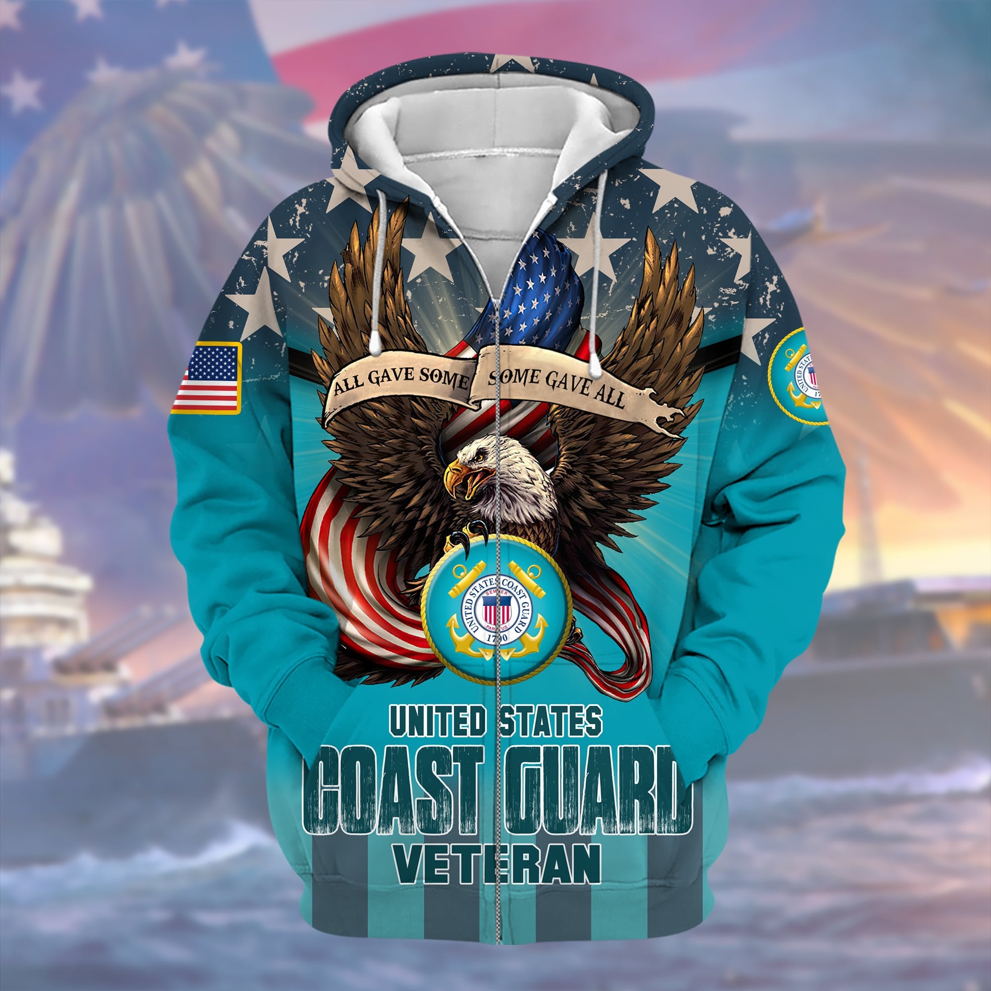 Premium Multiple US Military Services Veteran Zip Hoodie