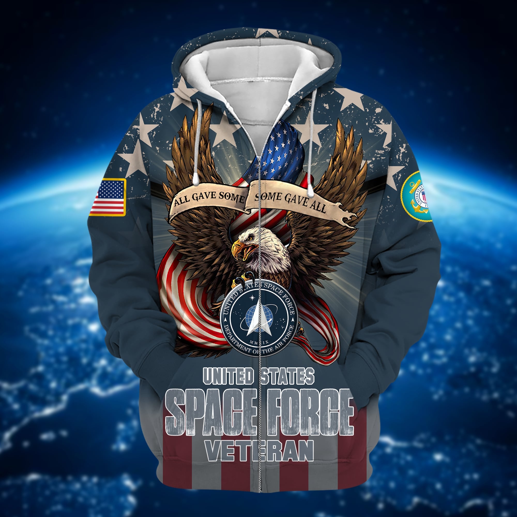 Premium Multiple US Military Services Veteran Zip Hoodie