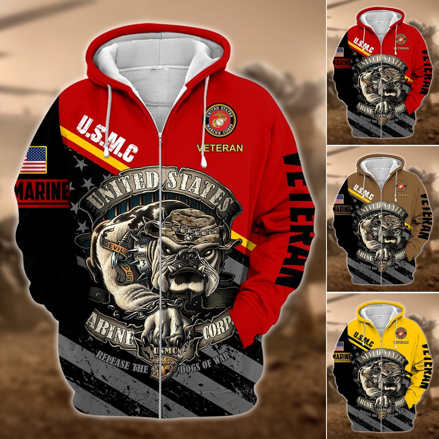 Unique U.S. Marine Corps Veteran Zip Hoodie