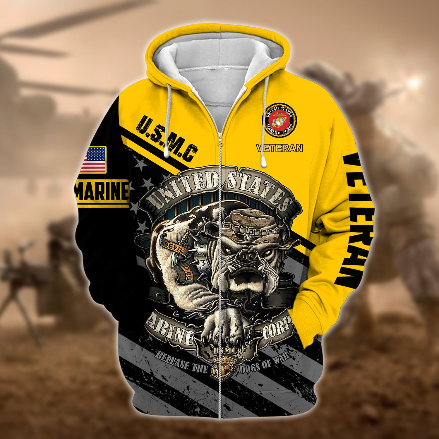 Unique U.S. Marine Corps Veteran Zip Hoodie