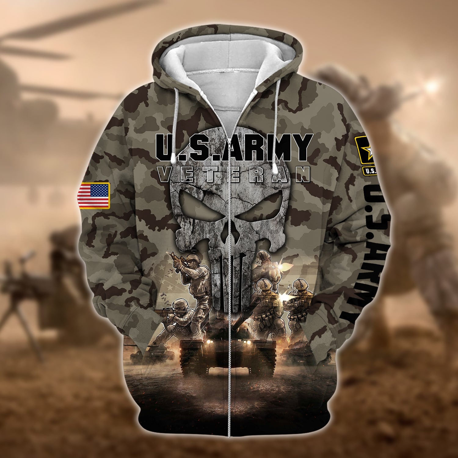 Premium Unique U.S Army Veteran Zip Hoodie