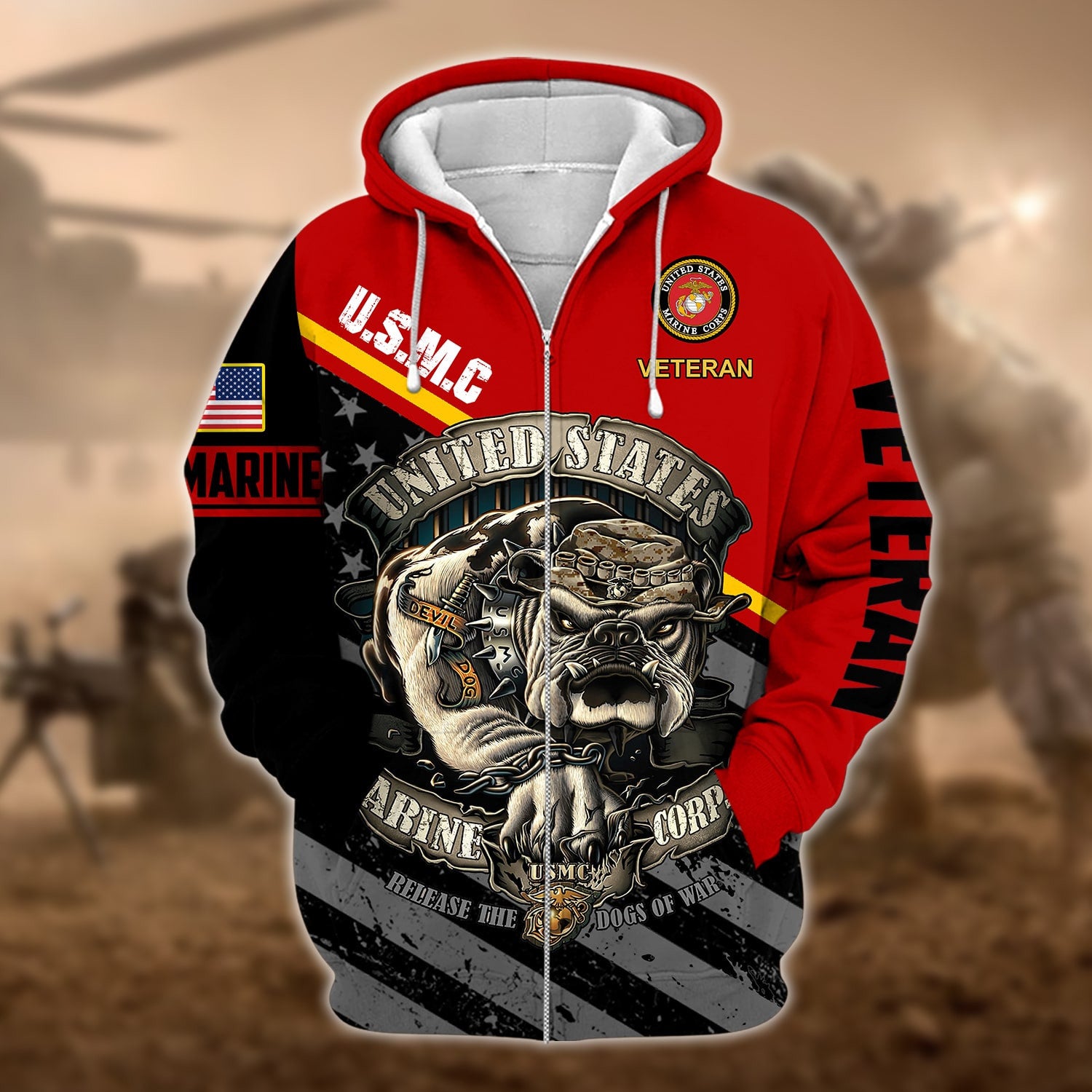 Unique U.S. Marine Corps Veteran Zip Hoodie
