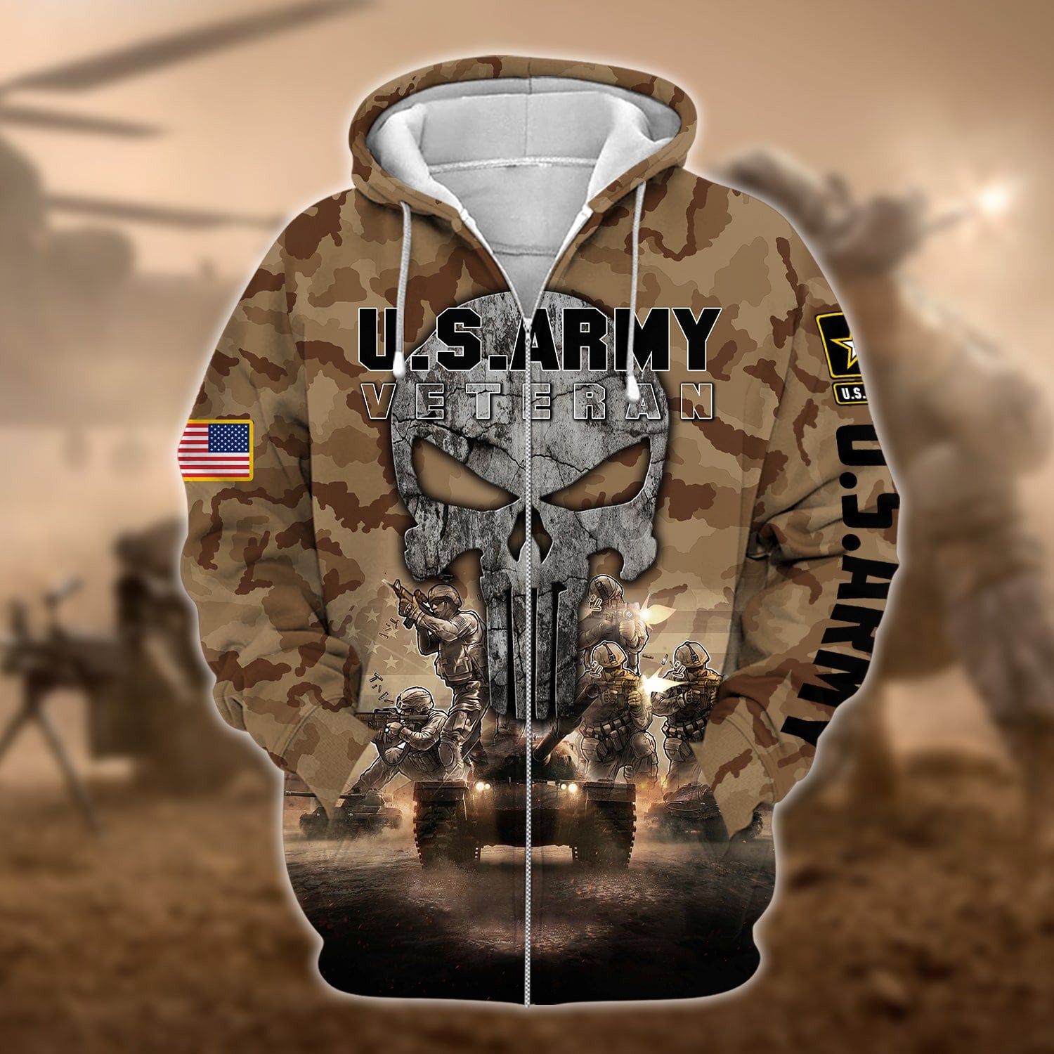 Premium Unique U.S Army Veteran Zip Hoodie