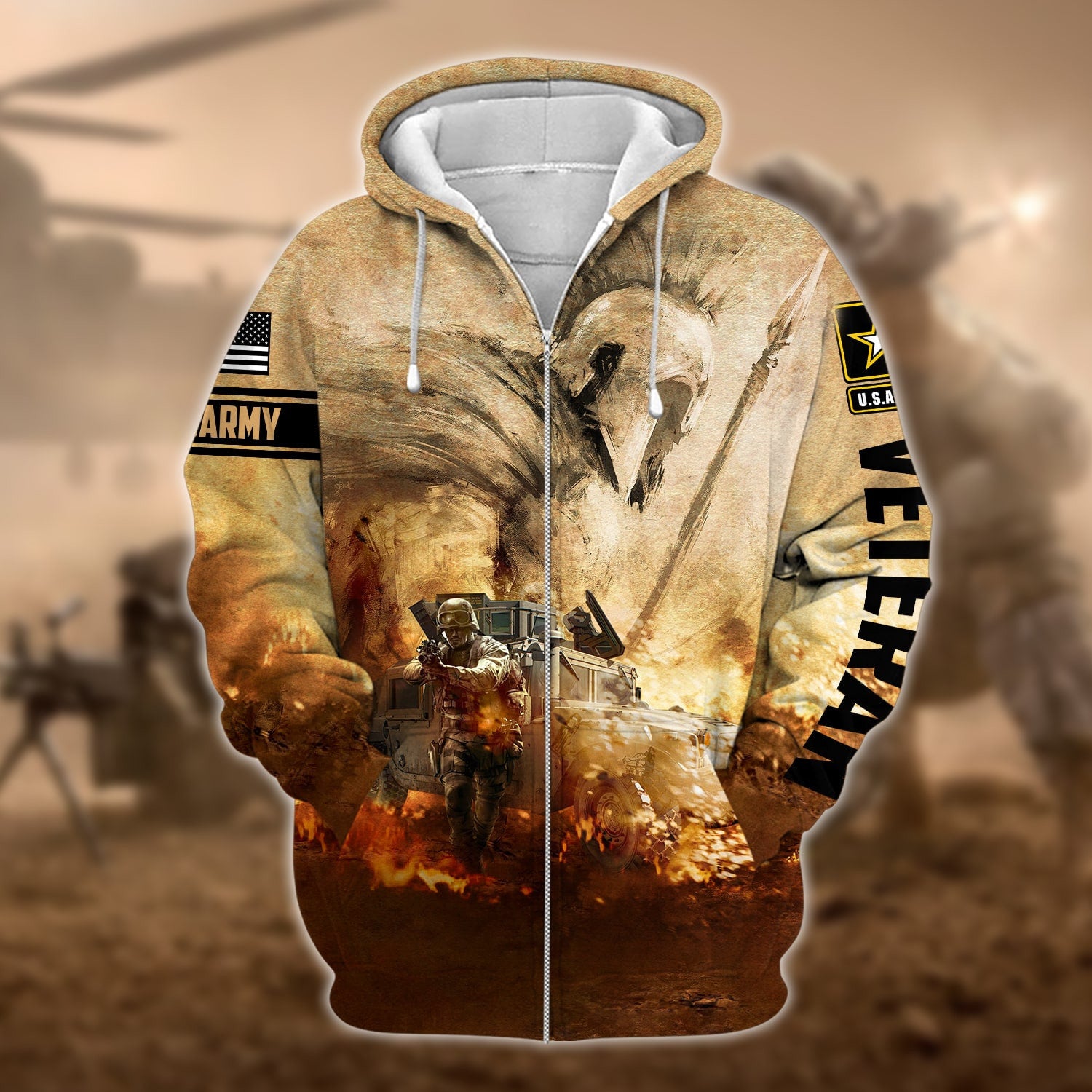 Unique U.S. Army Veteran Zip Hoodie