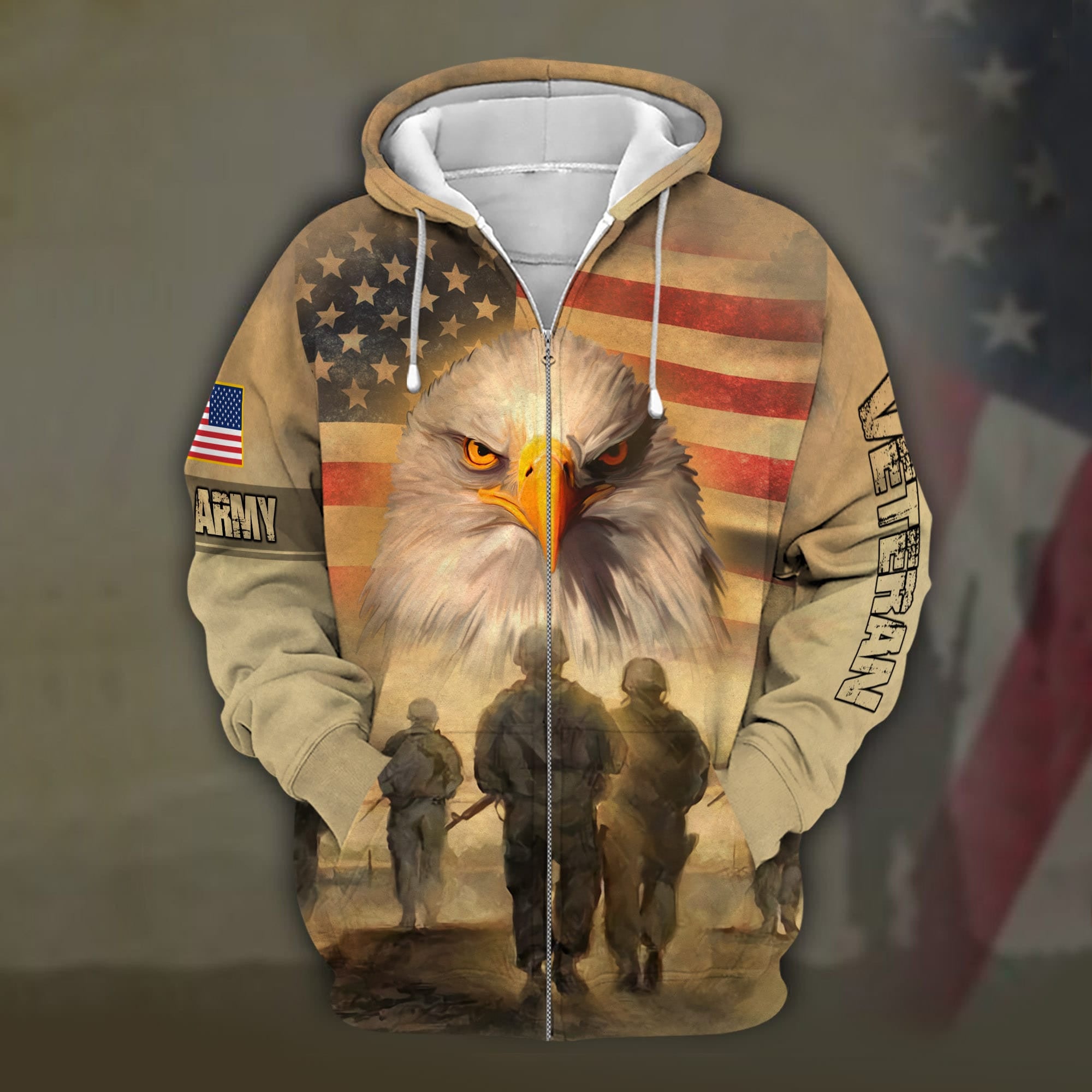 Unique U.S. Army Veteran Zip Hoodie