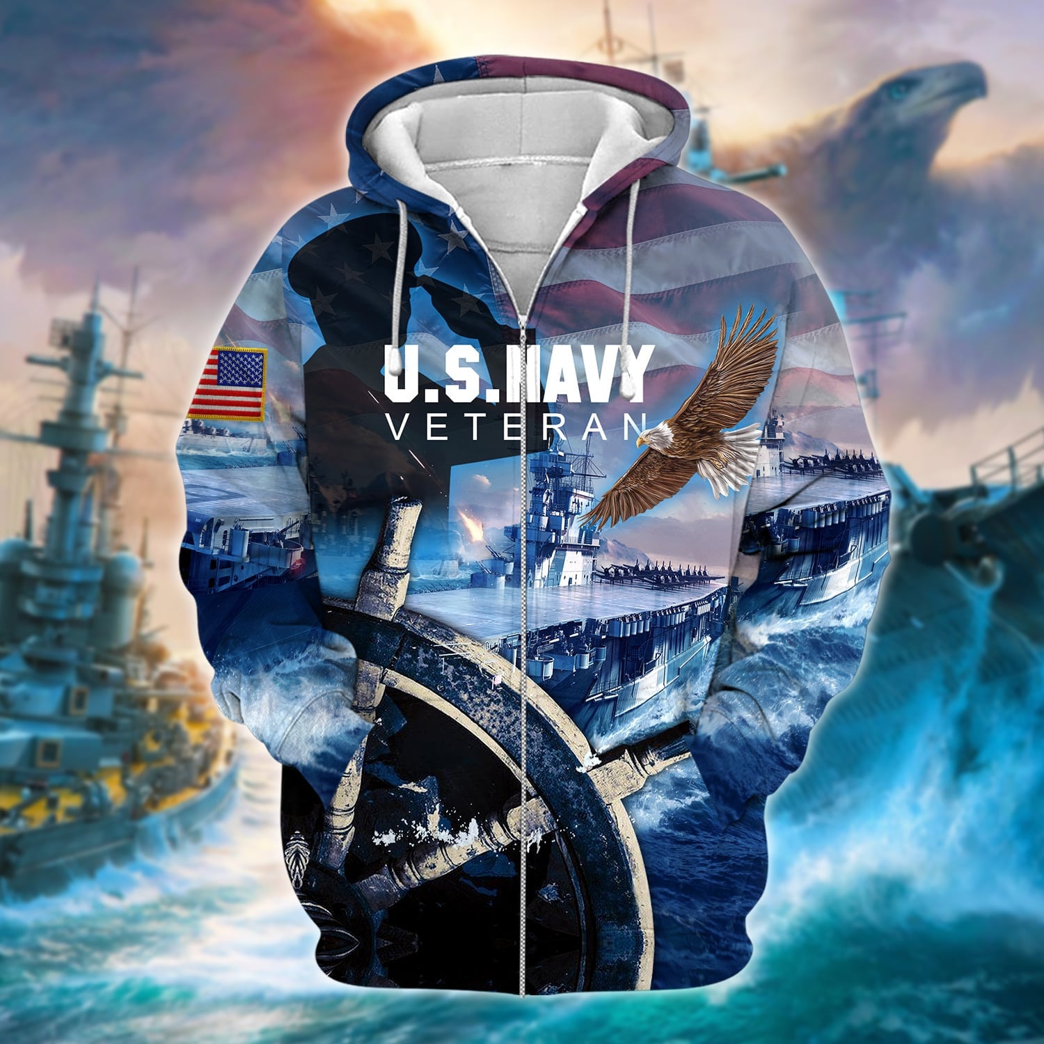 Premium U.S. Navy Veteran Zip Hoodie