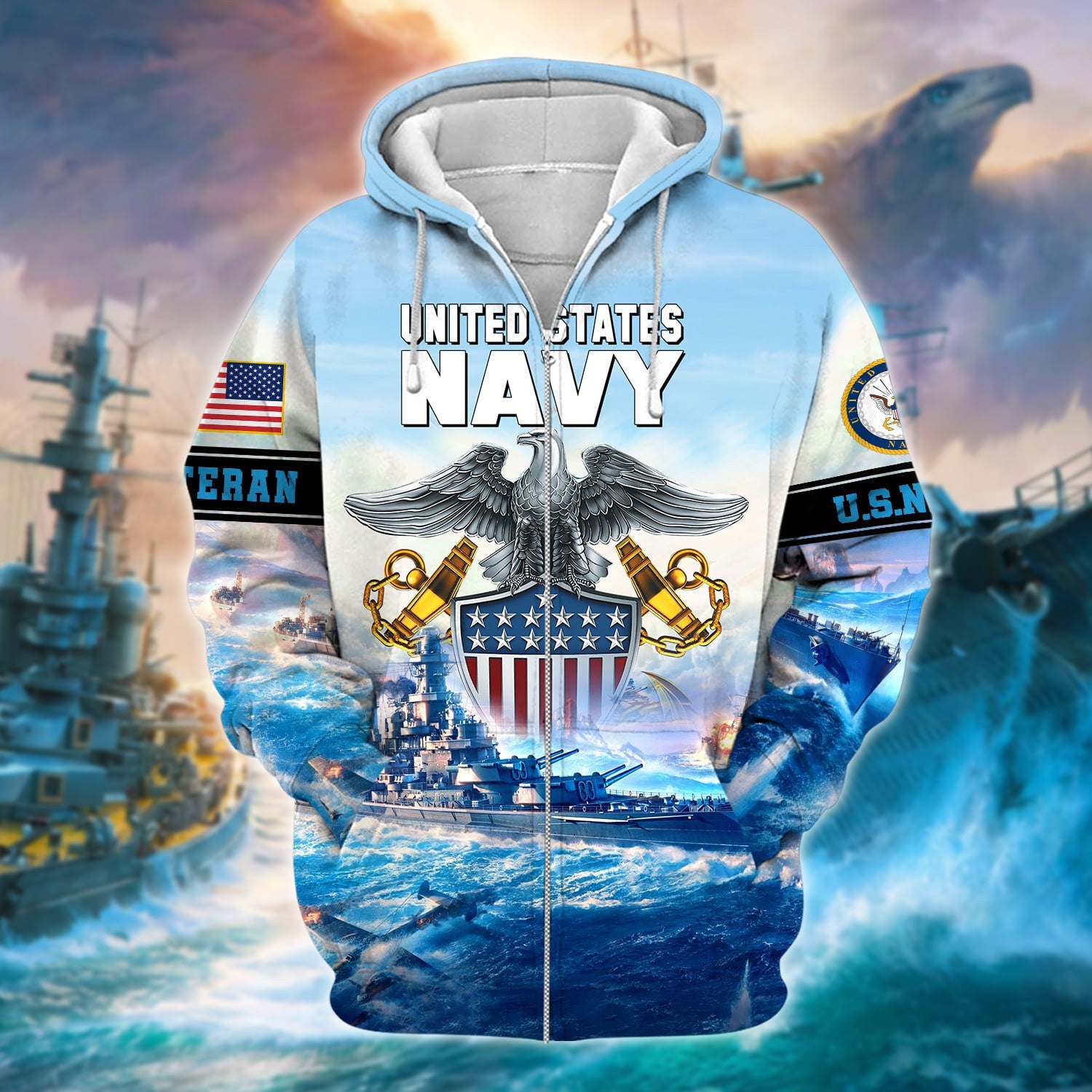 Premium U.S. Navy Veteran Zip Hoodie
