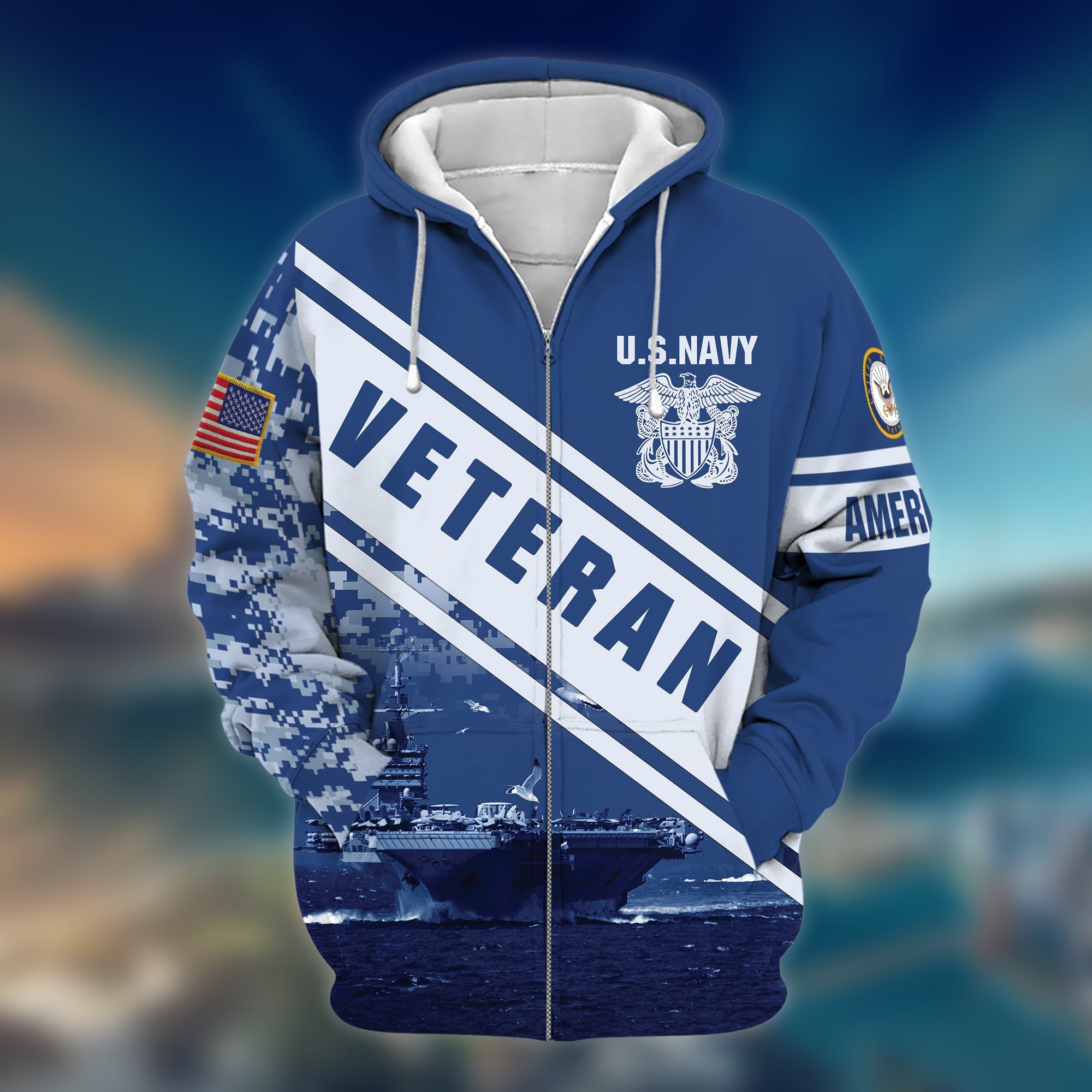 Premium U.S. Navy Veteran Zip Hoodie