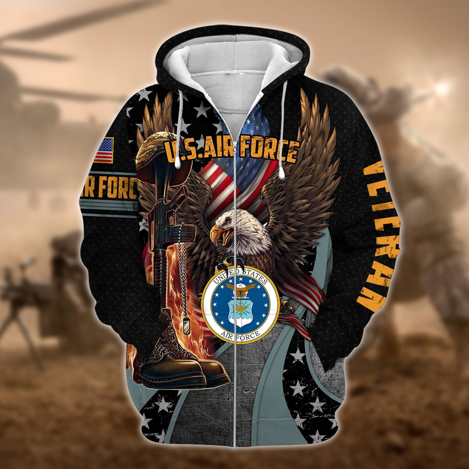Premium Multiple US Military Services Veteran Zip Hoodie