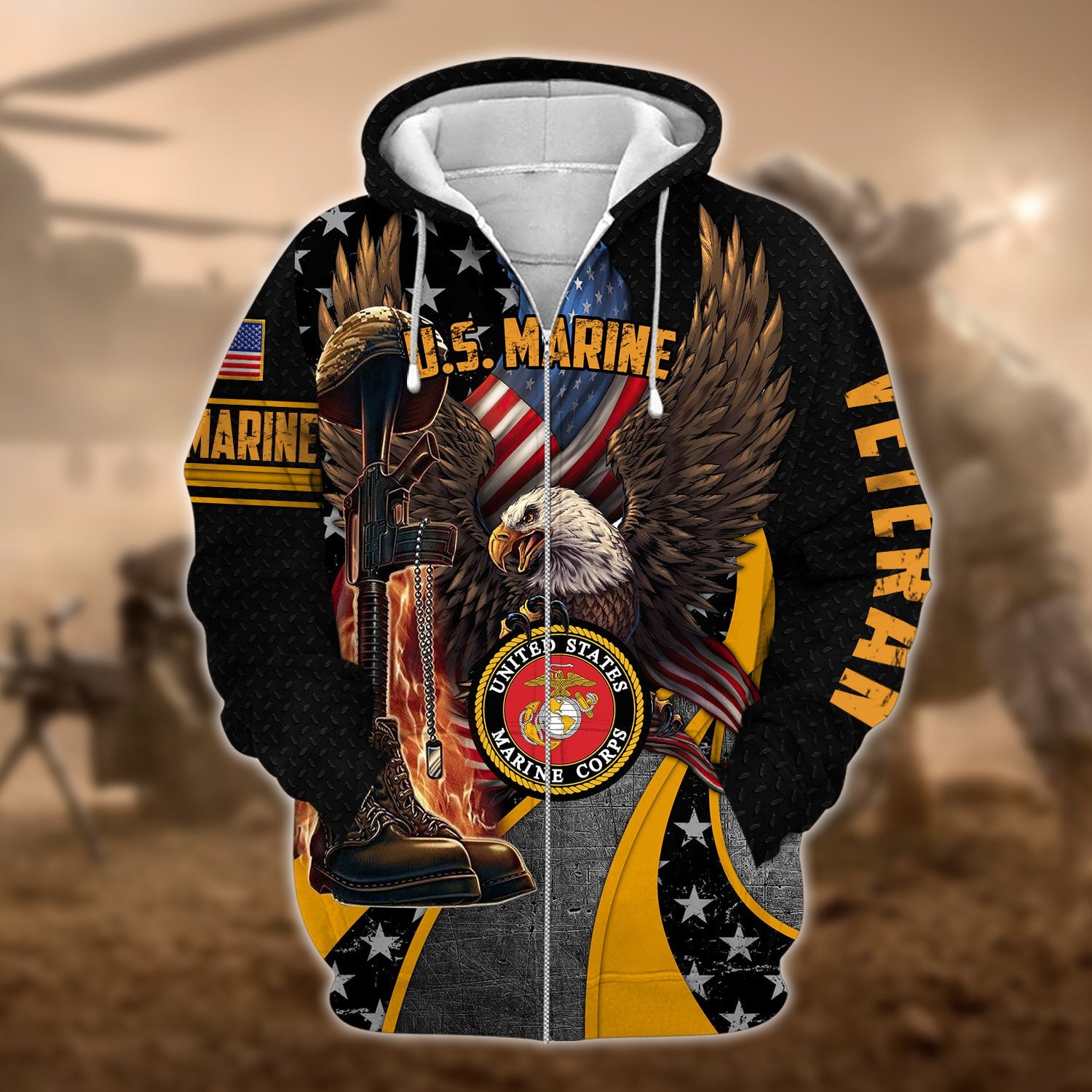 Premium Multiple US Military Services Veteran Zip Hoodie