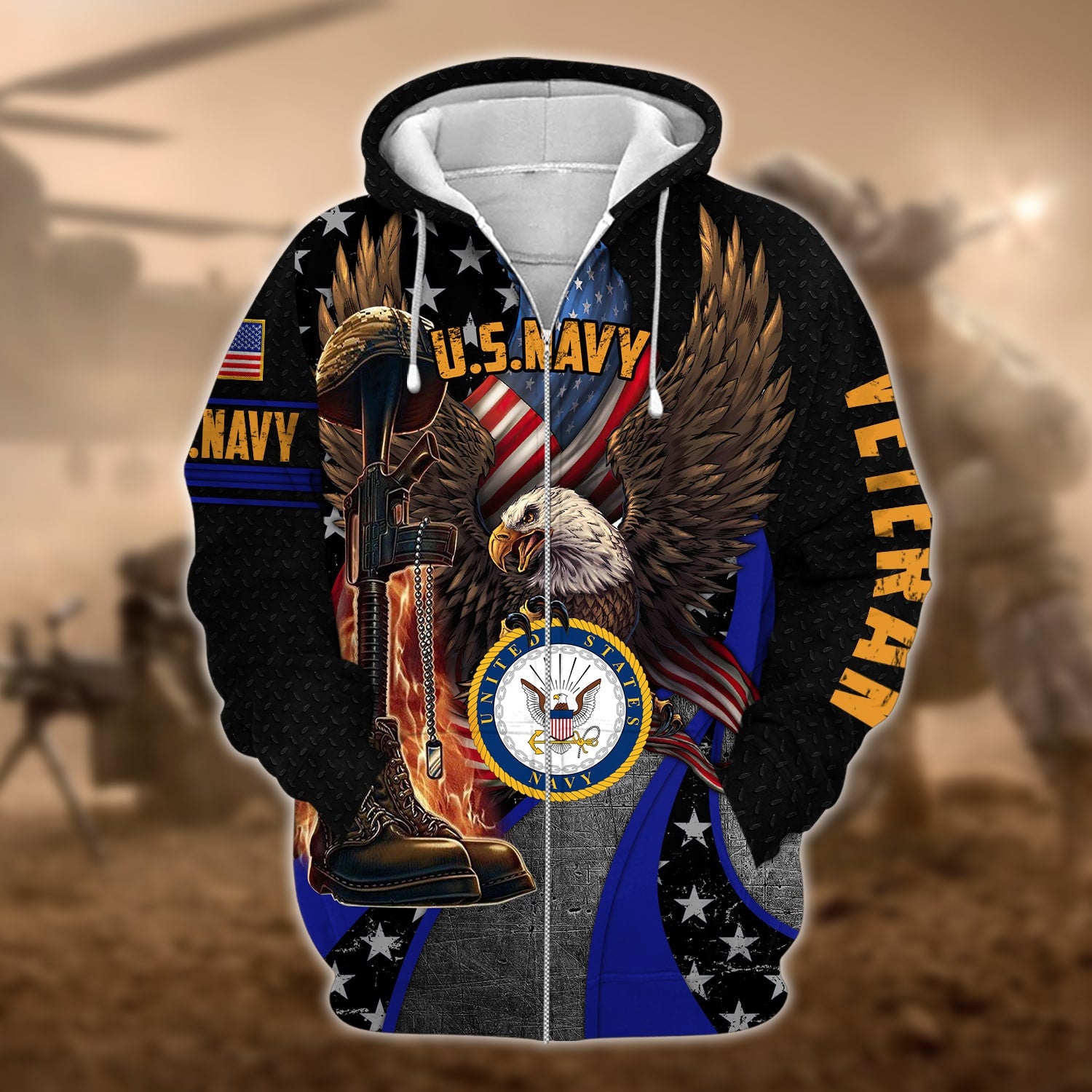 Premium Multiple US Military Services Veteran Zip Hoodie