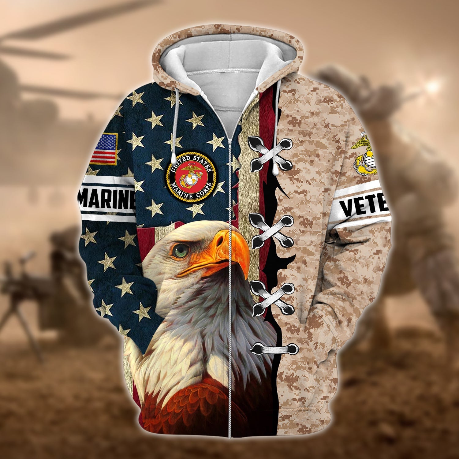 Premium Multiple US Military Services Veteran Zip Hoodie