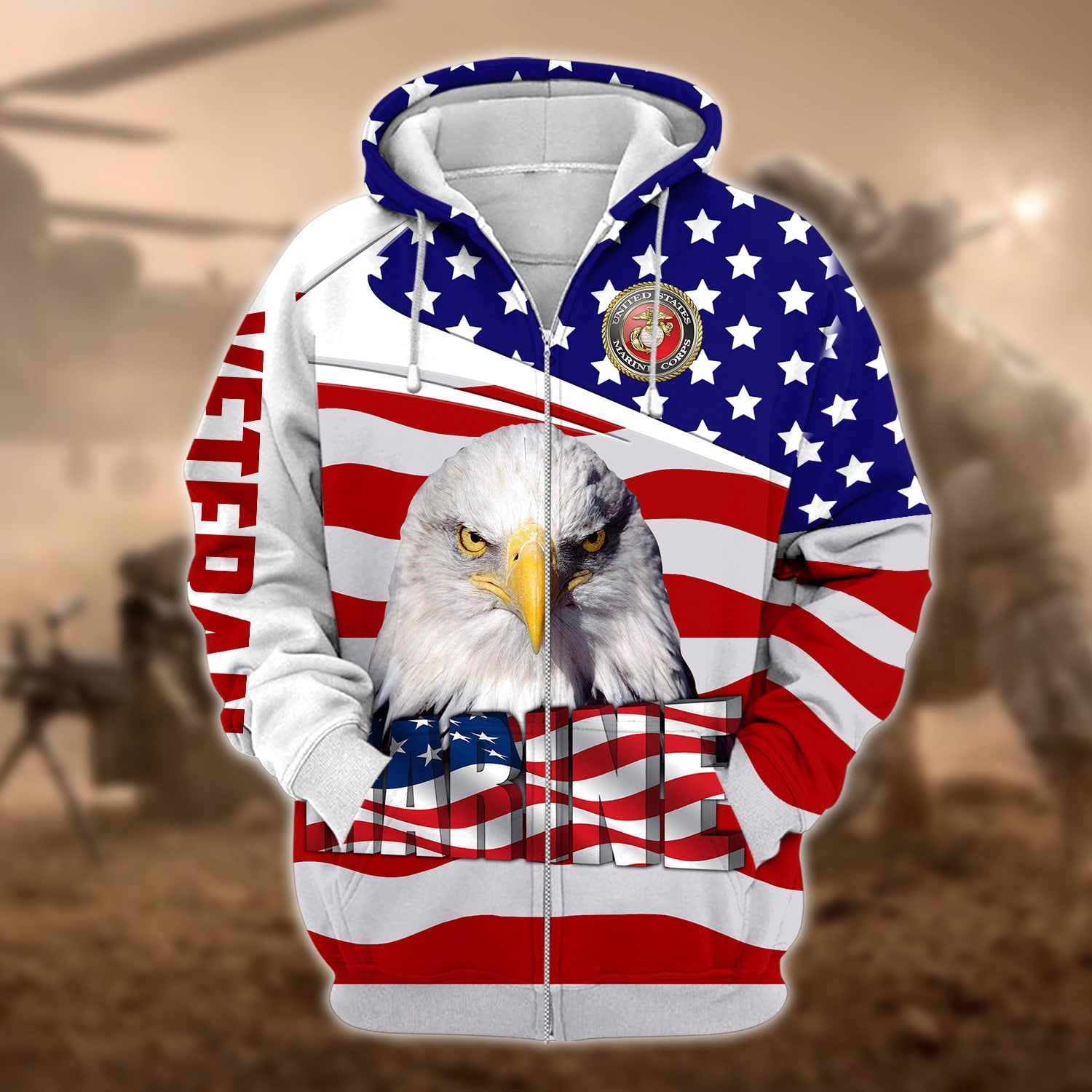 Premium Multiple US Military Services Veteran Zip Hoodie