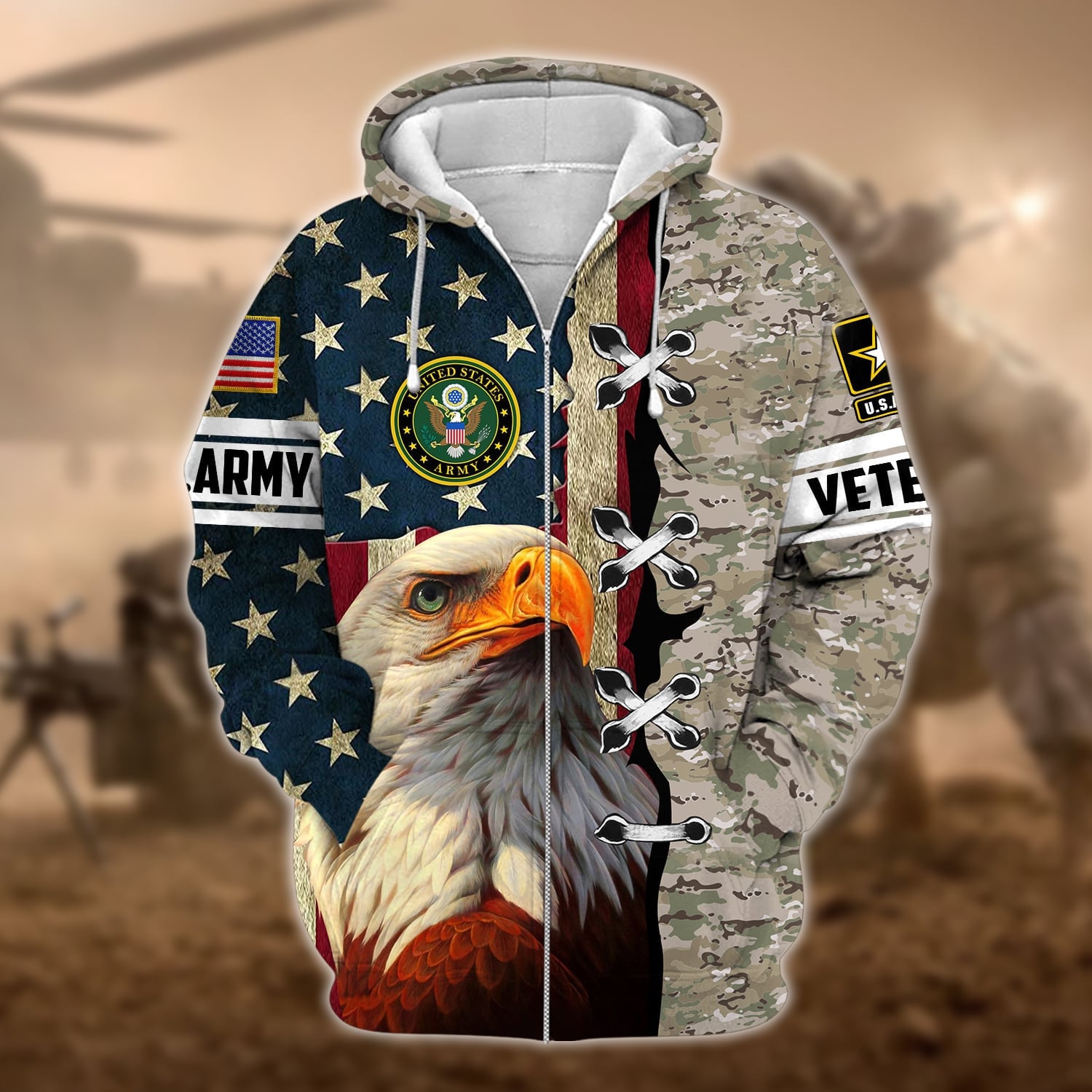 Premium Multiple US Military Services Veteran Zip Hoodie