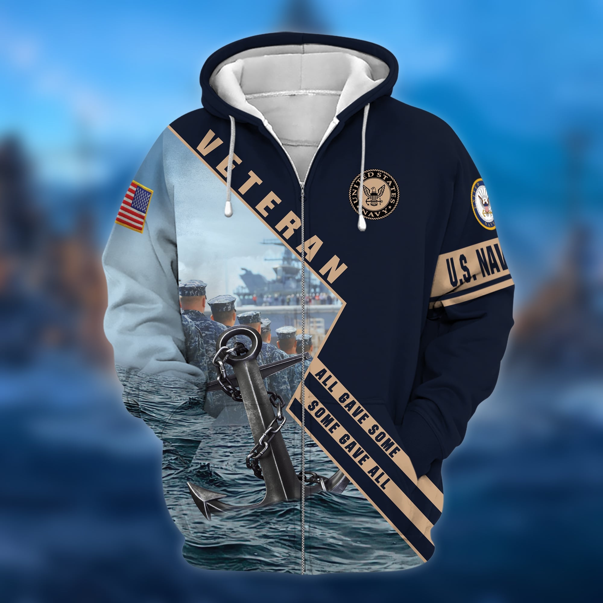 Premium Multiple US Military Services Veteran Zip Hoodie
