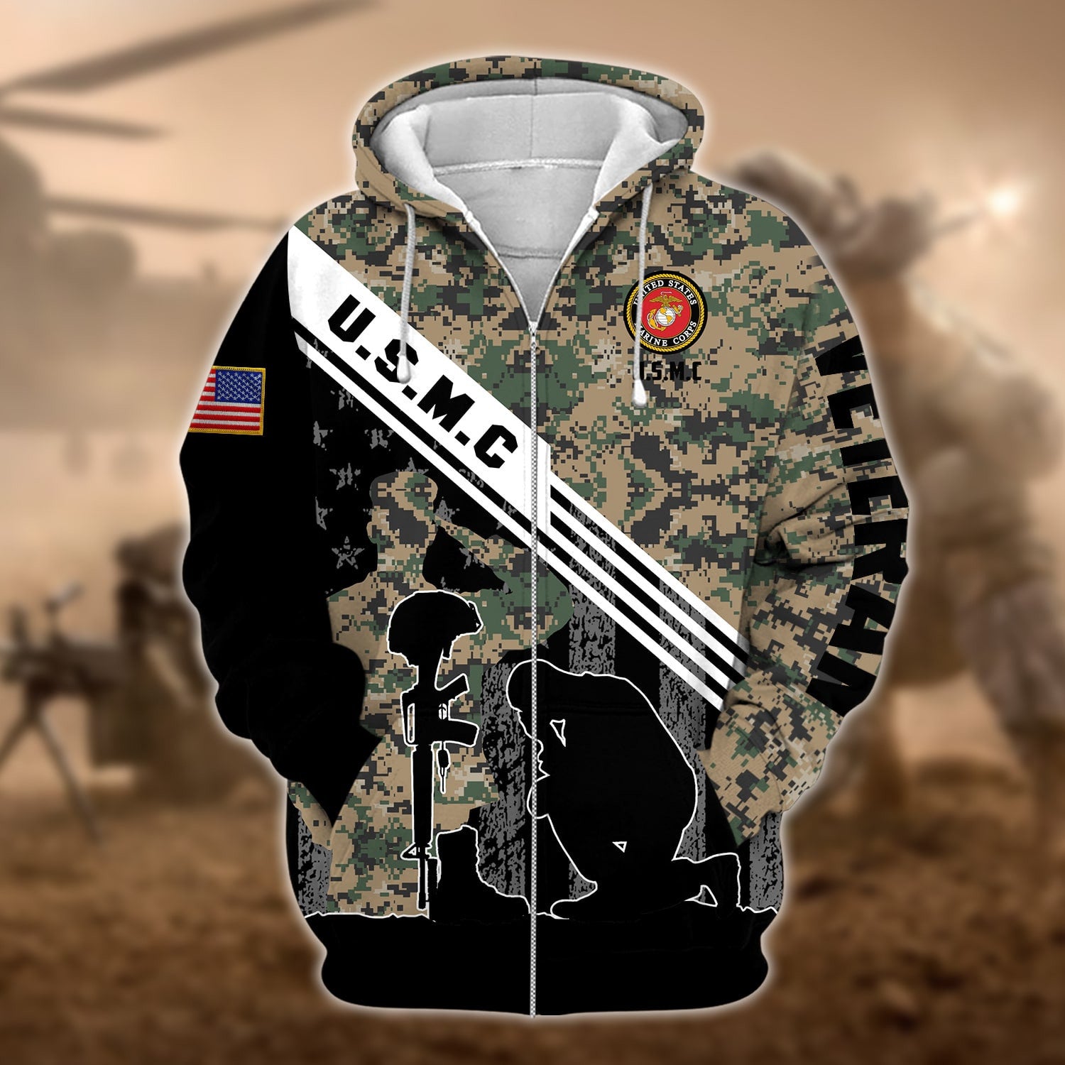 Premium Multiple US Military Services Veteran Zip Hoodie