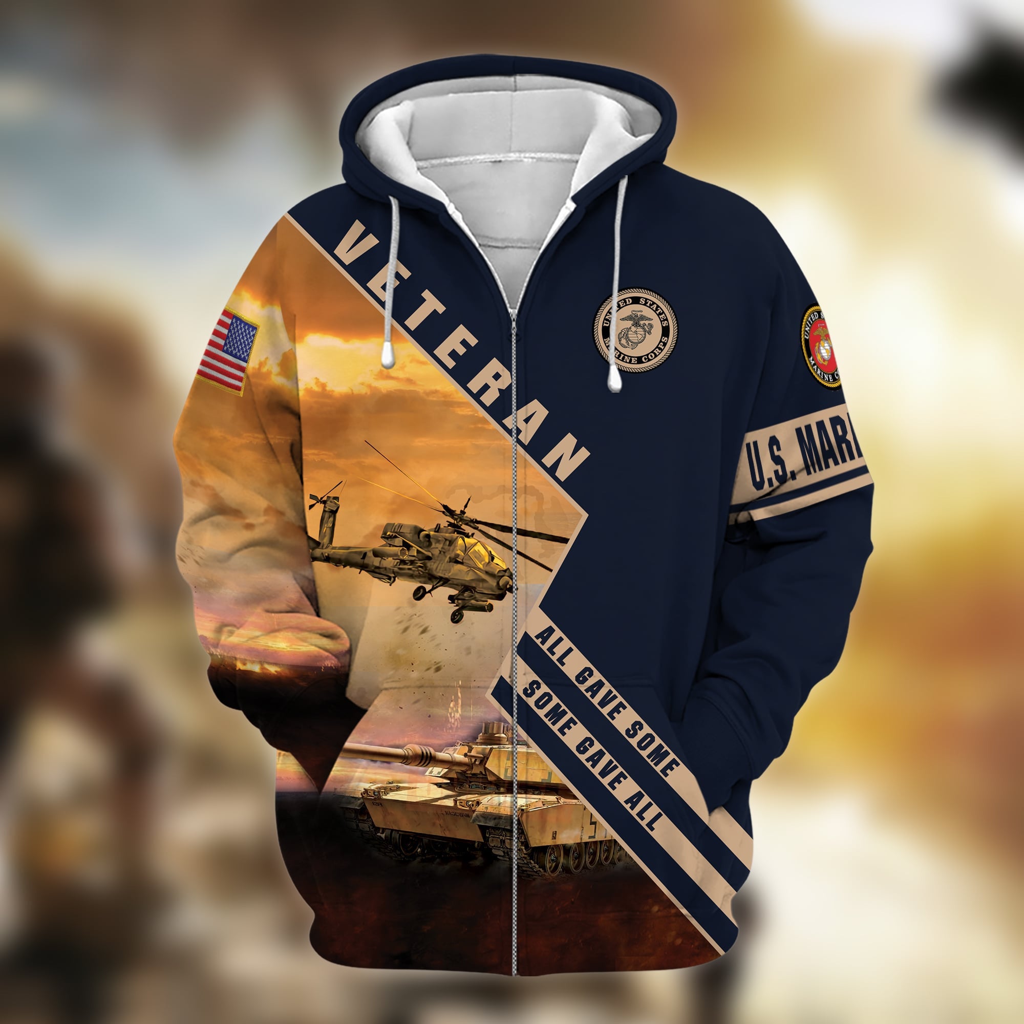 Premium Multiple US Military Services Veteran Zip Hoodie