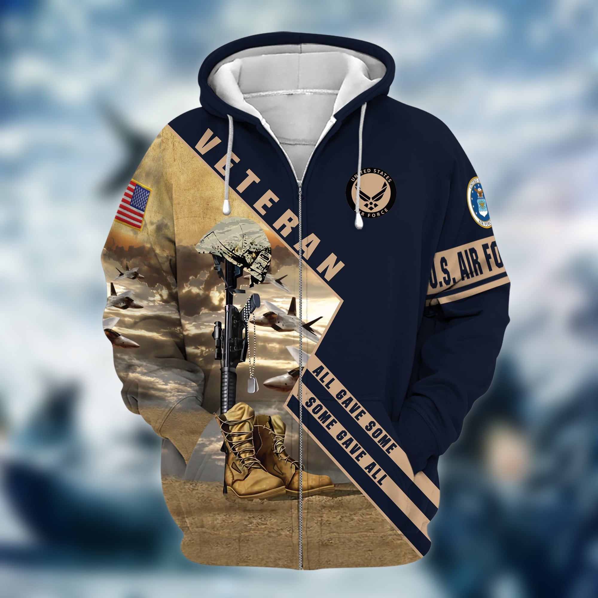 Premium Multiple US Military Services Veteran Zip Hoodie