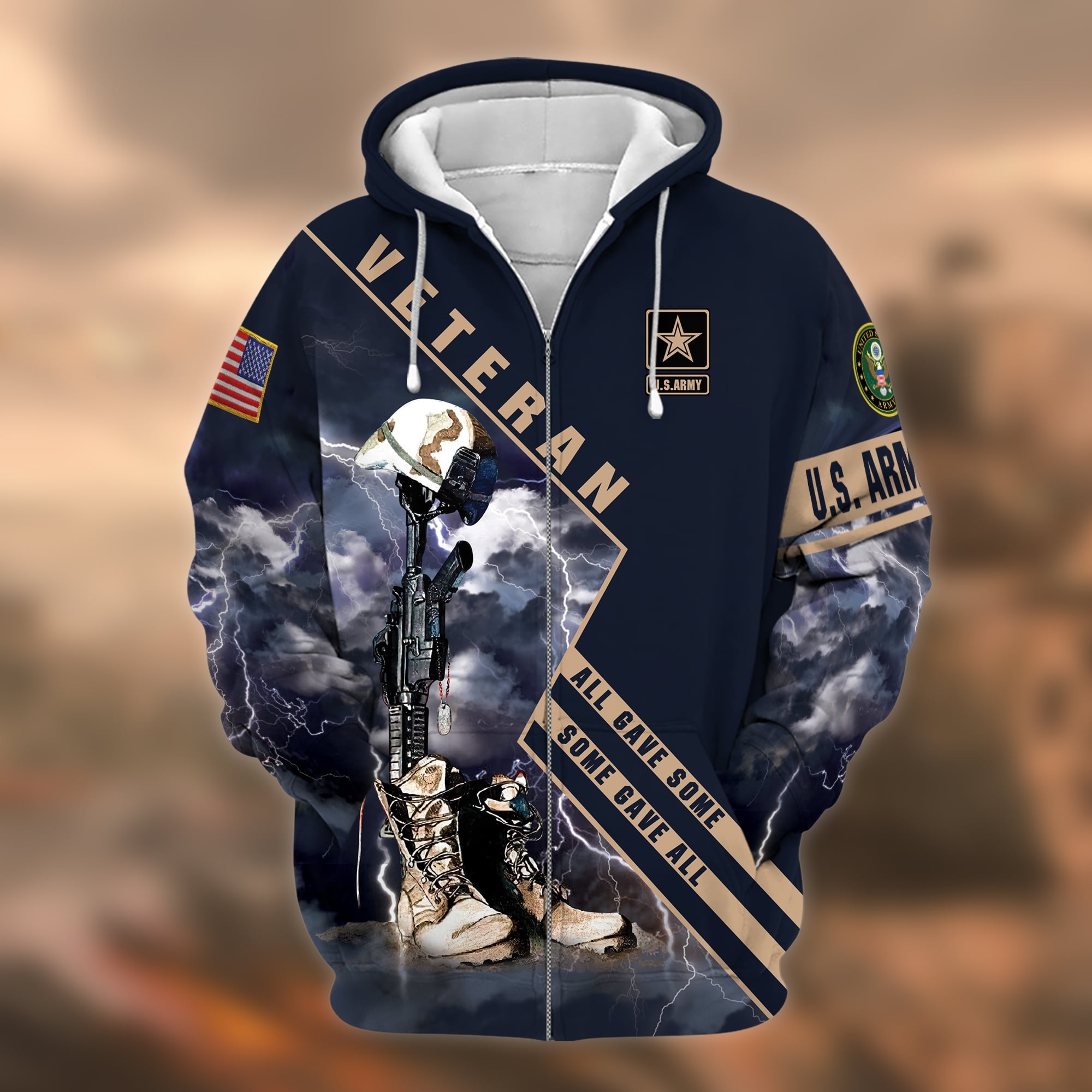 Premium Multiple US Military Services Veteran Zip Hoodie