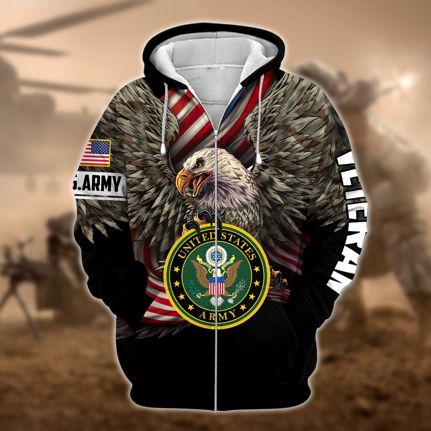 Premium Multiple US Military Services Veteran Zip Hoodie
