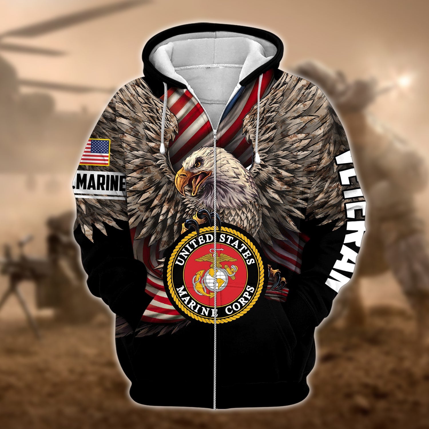 Premium Multiple US Military Services Veteran Zip Hoodie