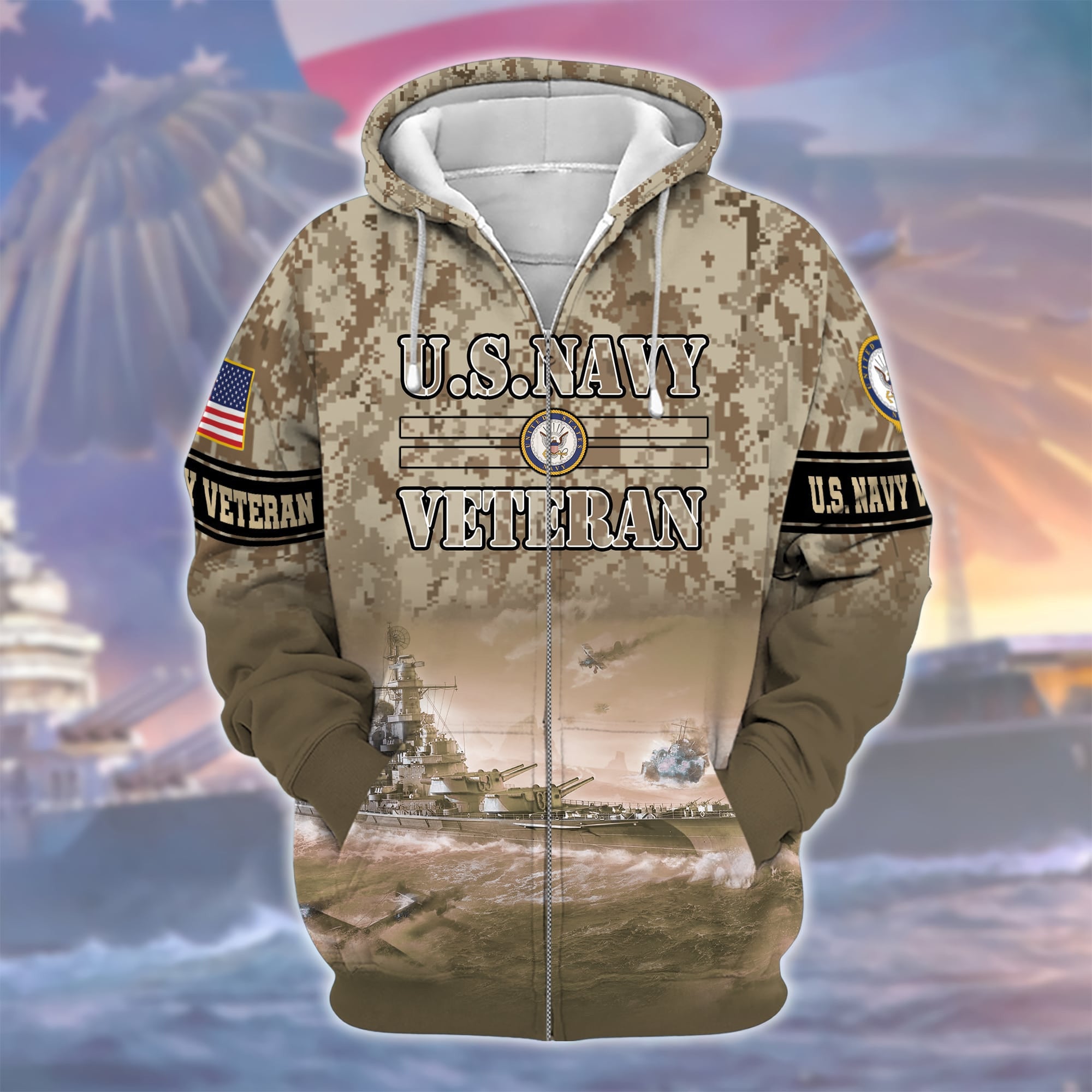 Premium U.S. Navy Veteran Zip Hoodie
