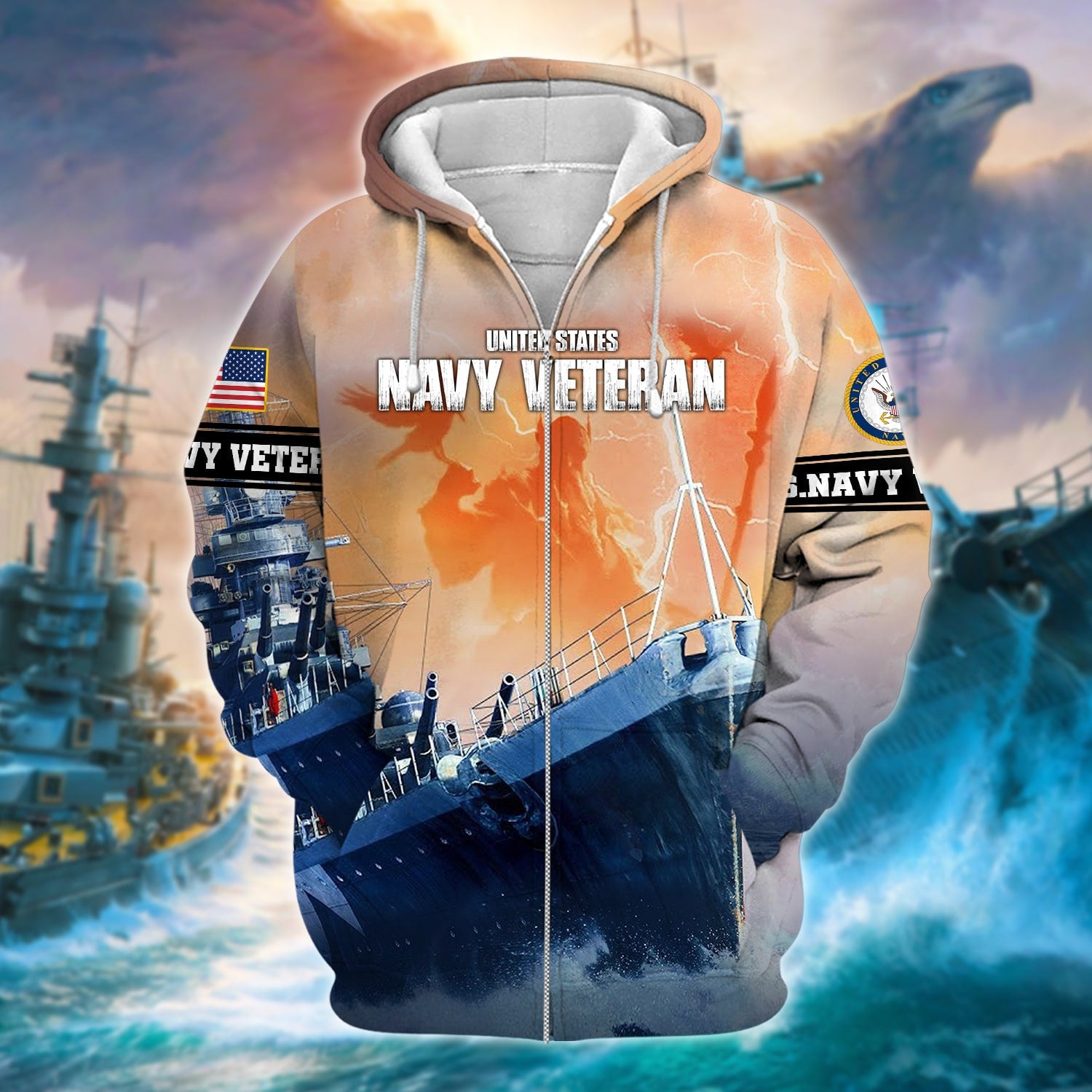 Unique U.S. Navy Veteran Zip Hoodie
