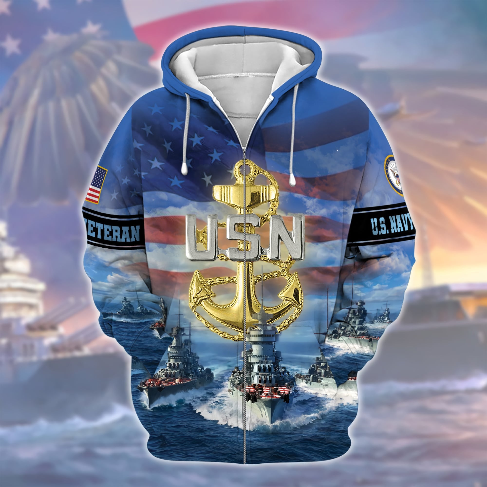 Premium U.S. Navy Veteran Zip Hoodie