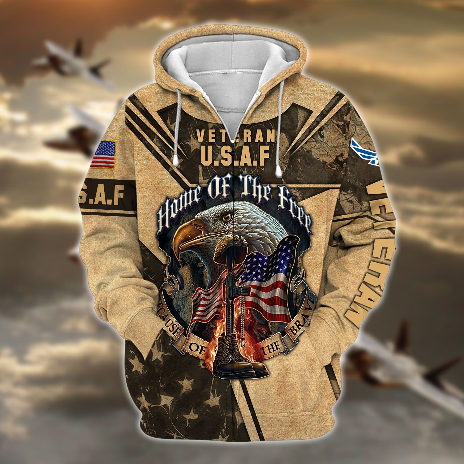 Premium Multiple US Military Services Veteran Zip Hoodie