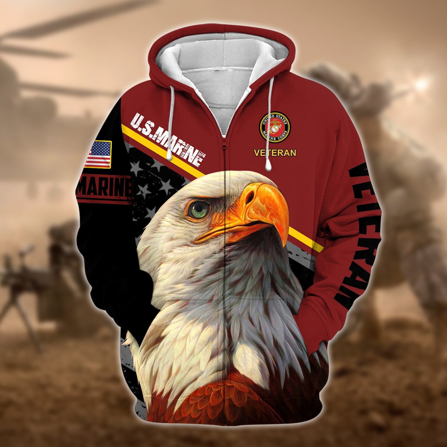 Premium Multiple US Military Services Veteran Zip Hoodie