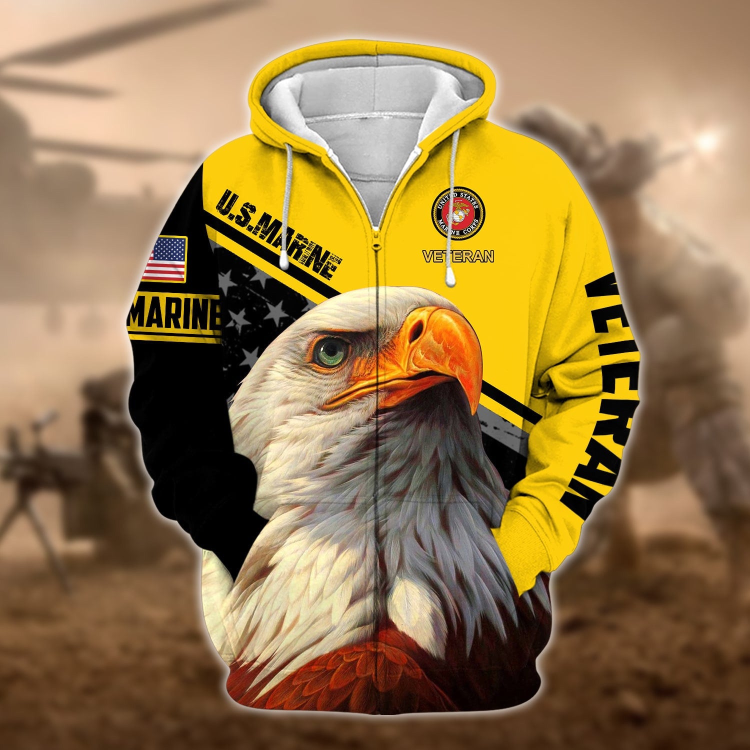 Premium Multiple US Military Services Veteran Zip Hoodie