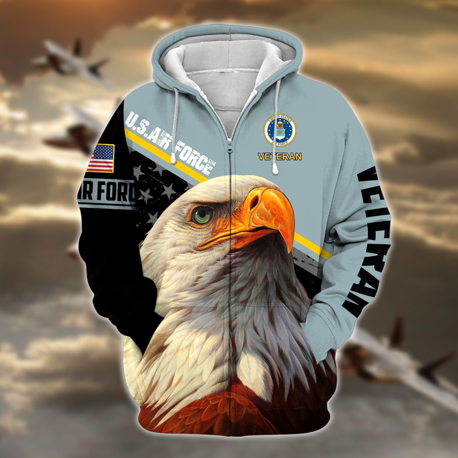 Premium Multiple US Military Services Veteran Zip Hoodie