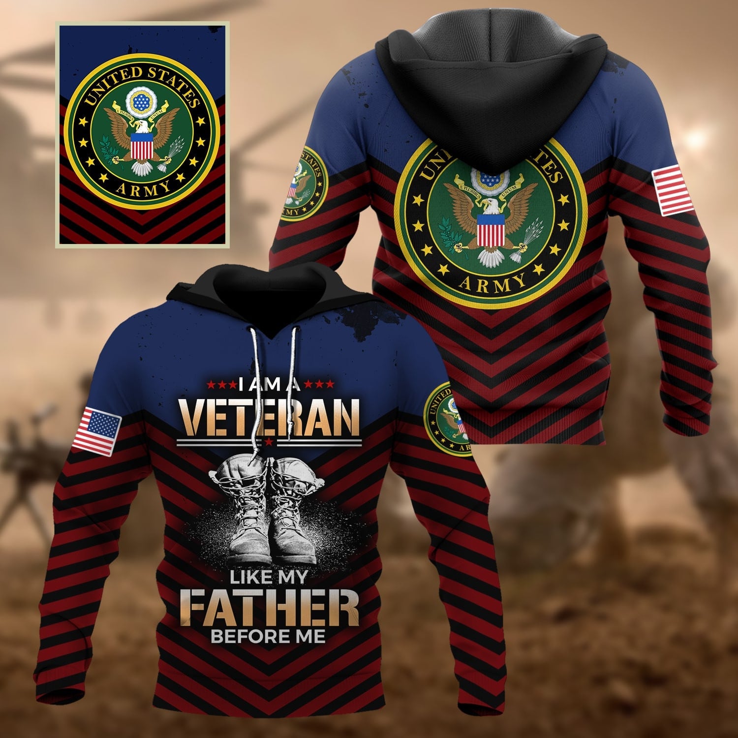 Premium Multiple US Military Services Veteran Hoodie