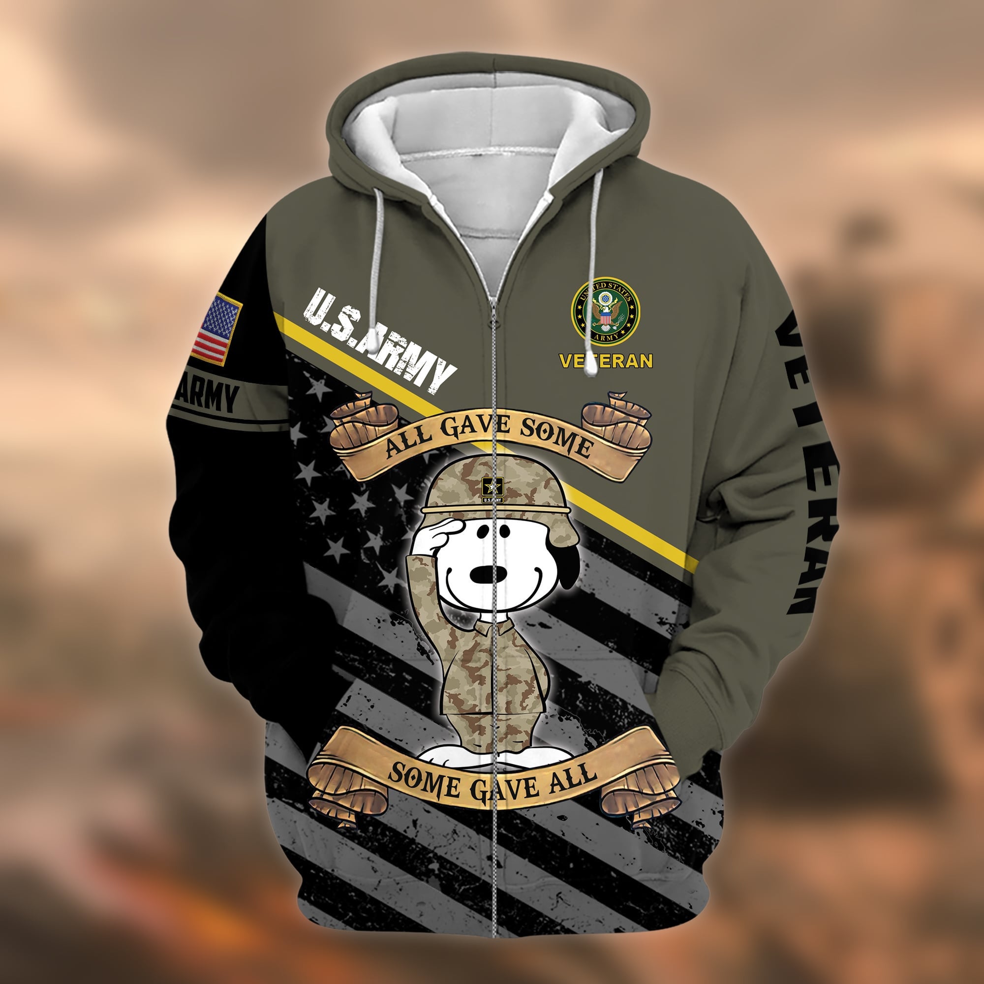 Premium Multiple US Military Services Veteran Zip Hoodie
