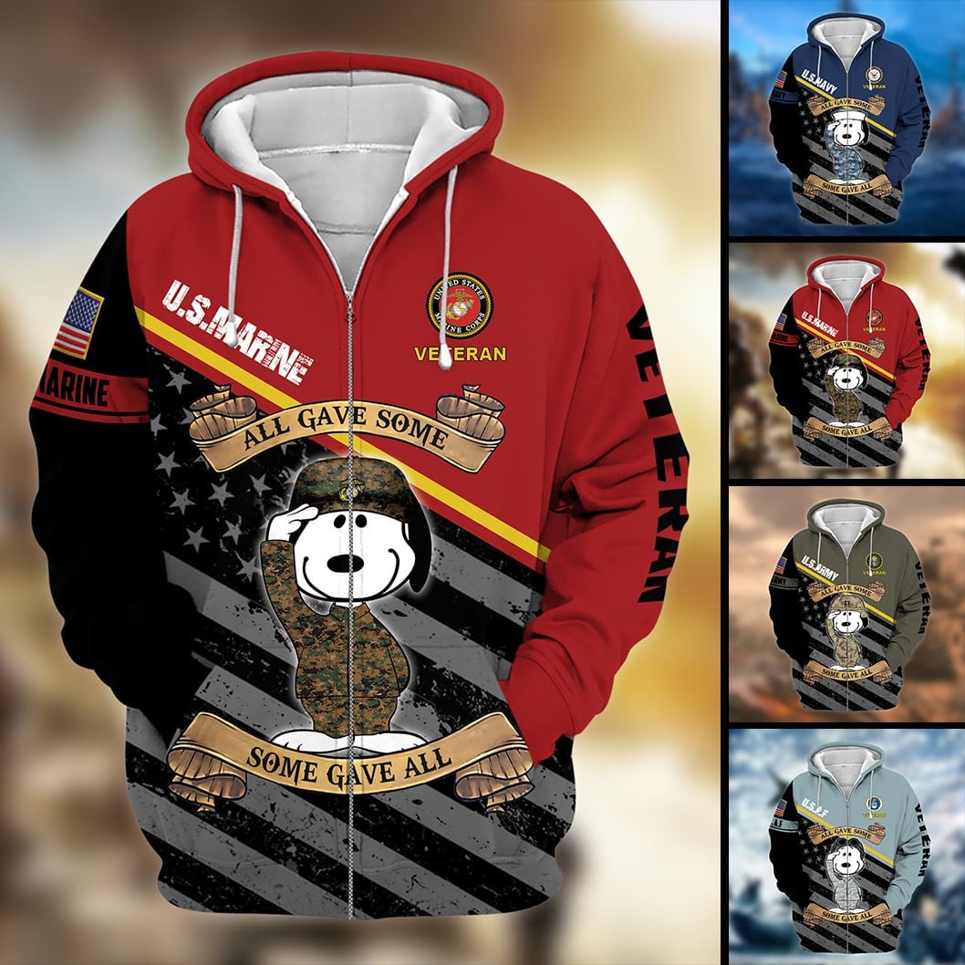 Premium Multiple US Military Services Veteran Zip Hoodie