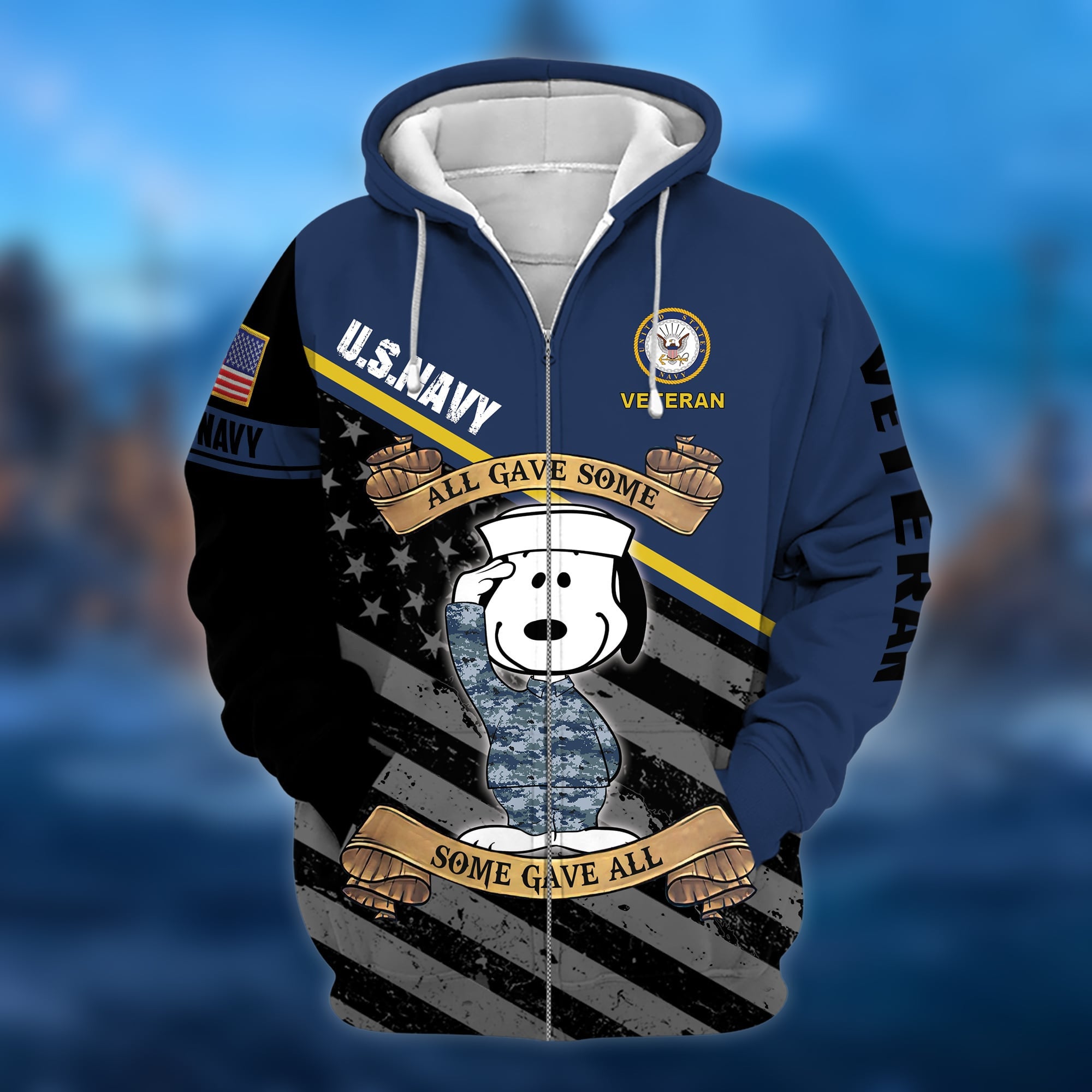 Premium Multiple US Military Services Veteran Zip Hoodie