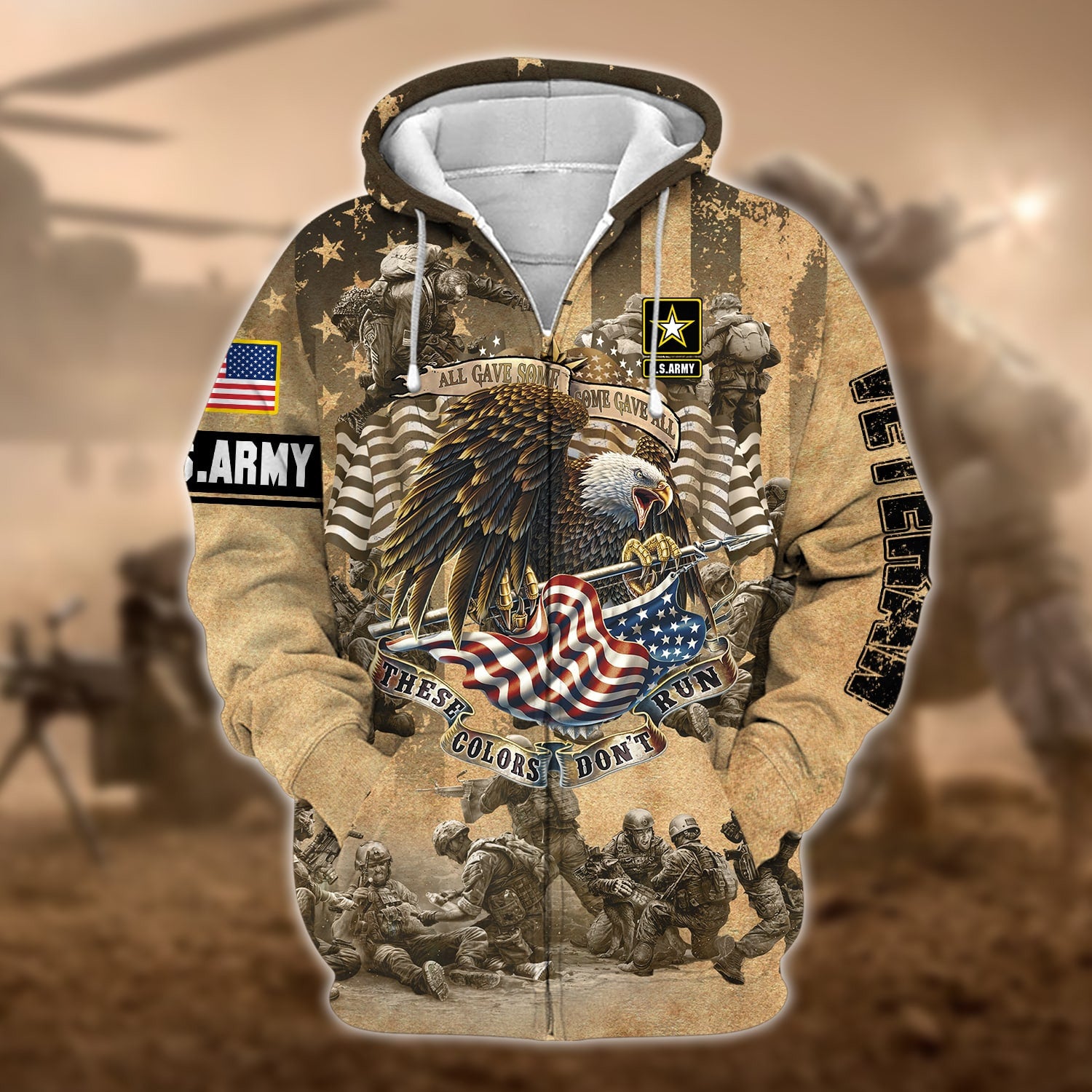 Unique U.S Veteran These Colors Don't Run Zip Hoodie