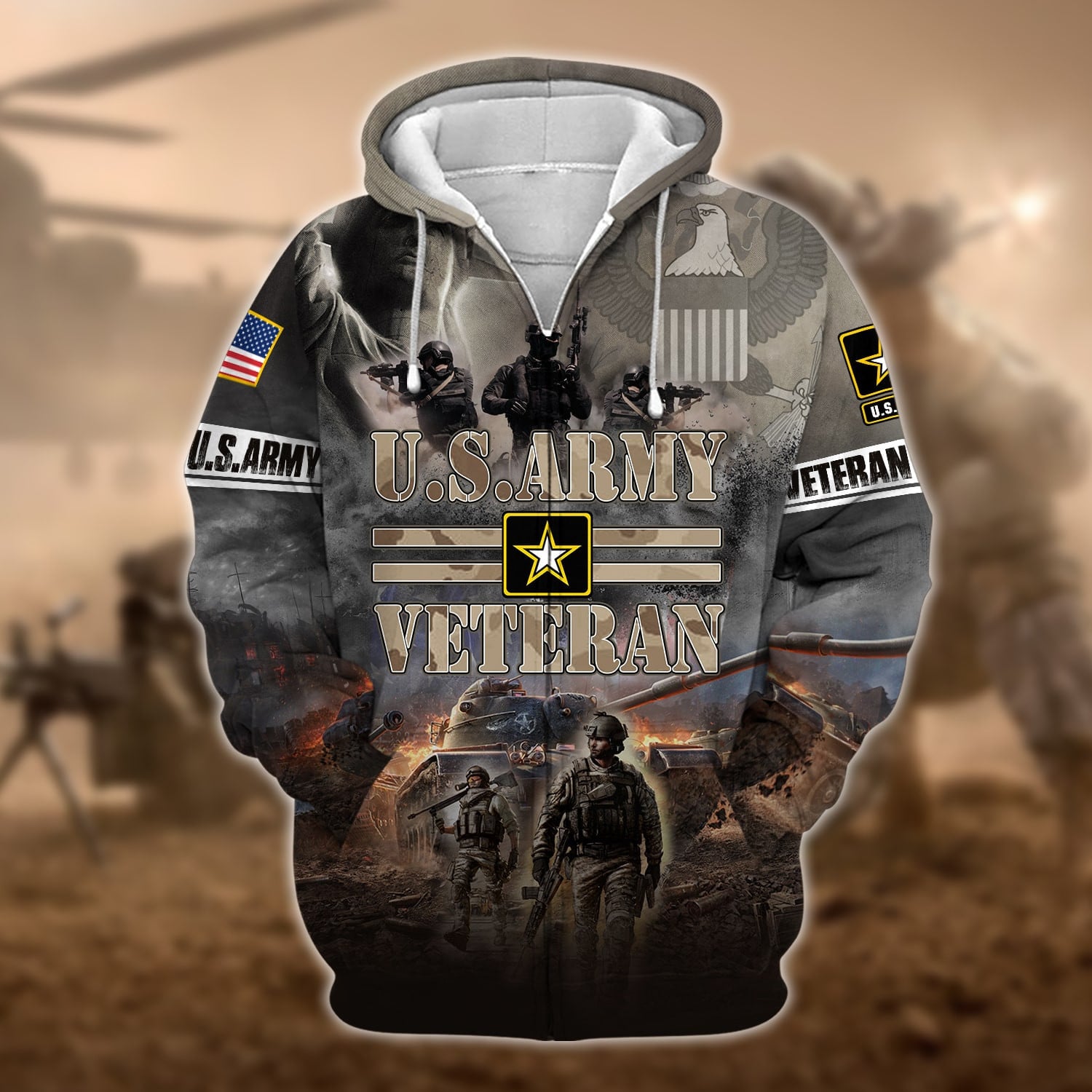 Premium U.S. Army Veteran Zip Hoodie