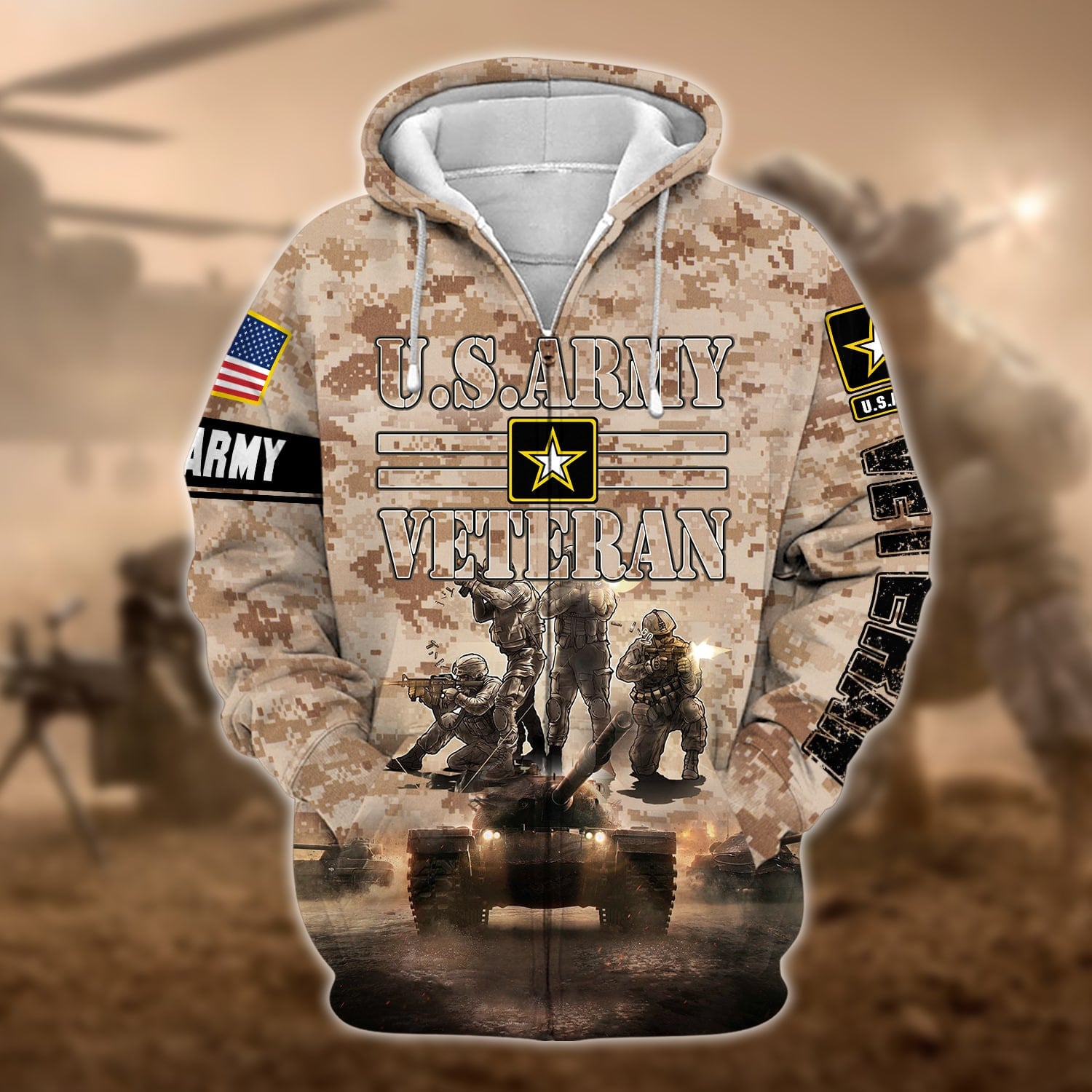 Premium Multiple US Military Services Veteran Zip Hoodie