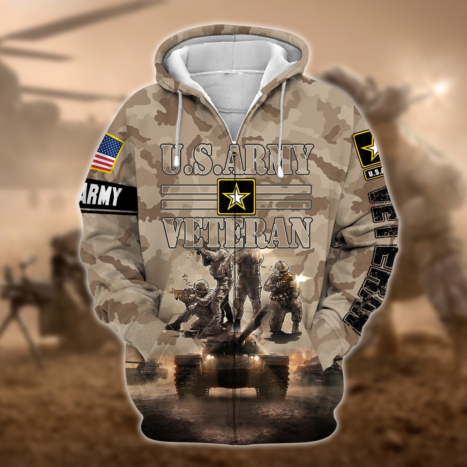Premium Multiple US Military Services Veteran Zip Hoodie