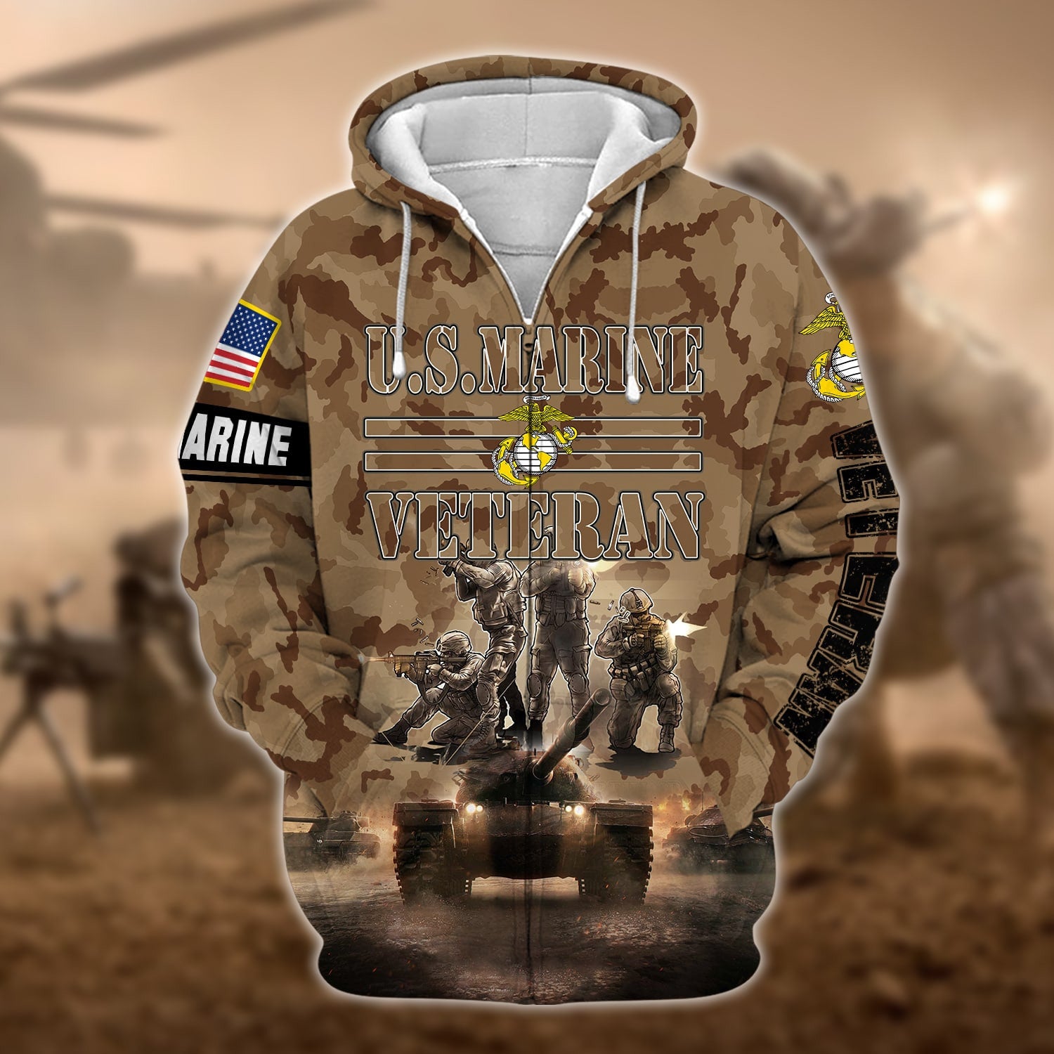 Premium Multiple US Military Services Veteran Zip Hoodie
