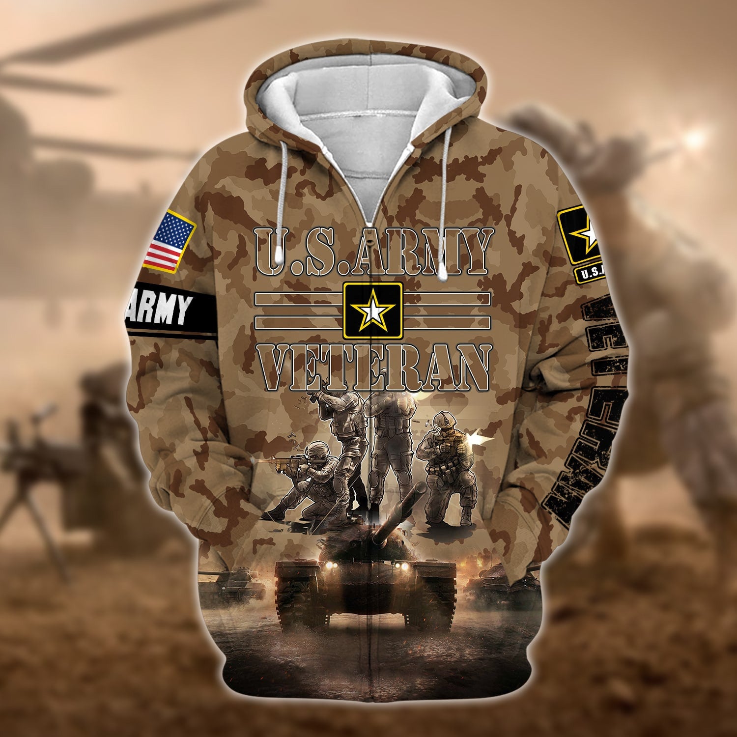 Premium Multiple US Military Services Veteran Zip Hoodie