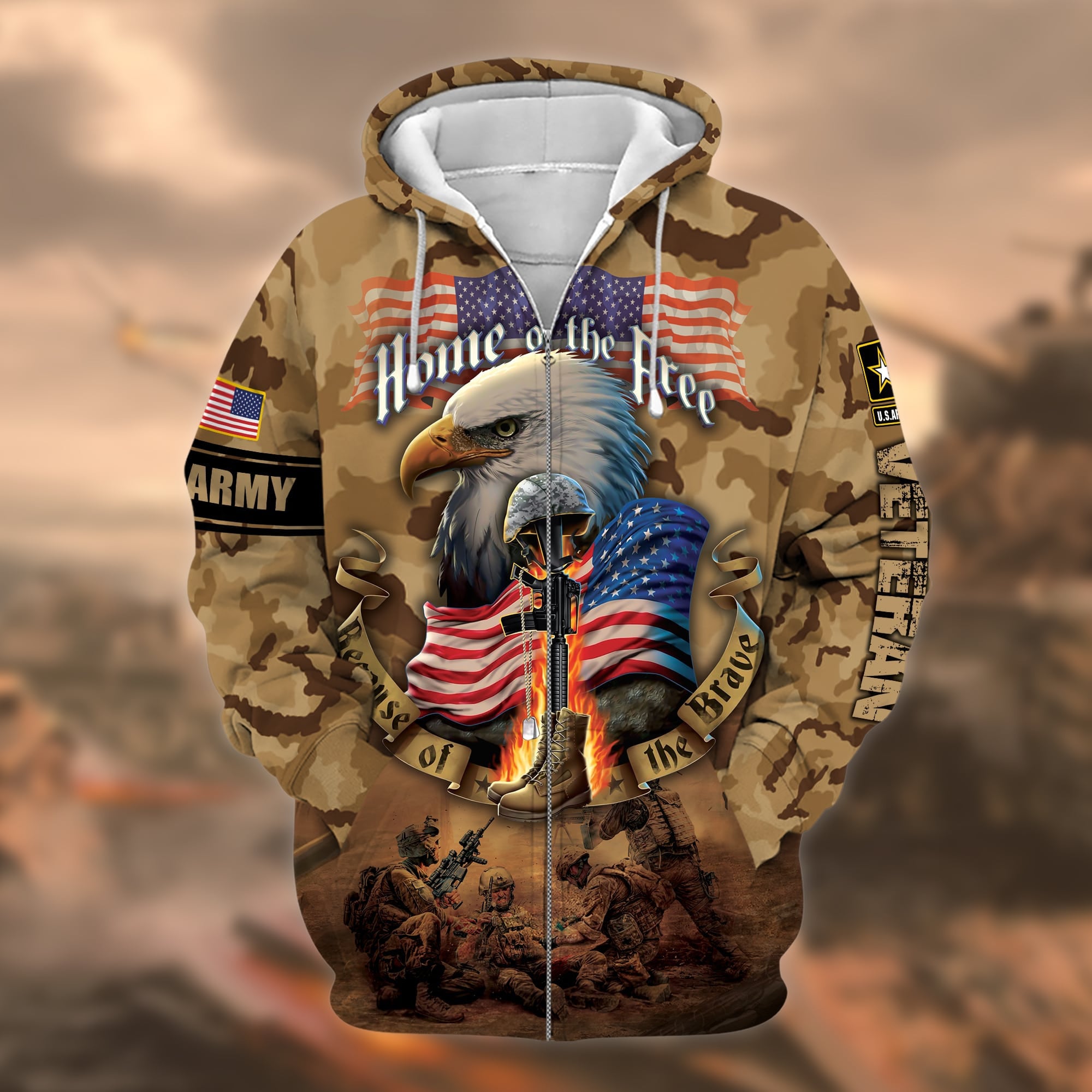Unique U.S. Army Veteran Zip Hoodie