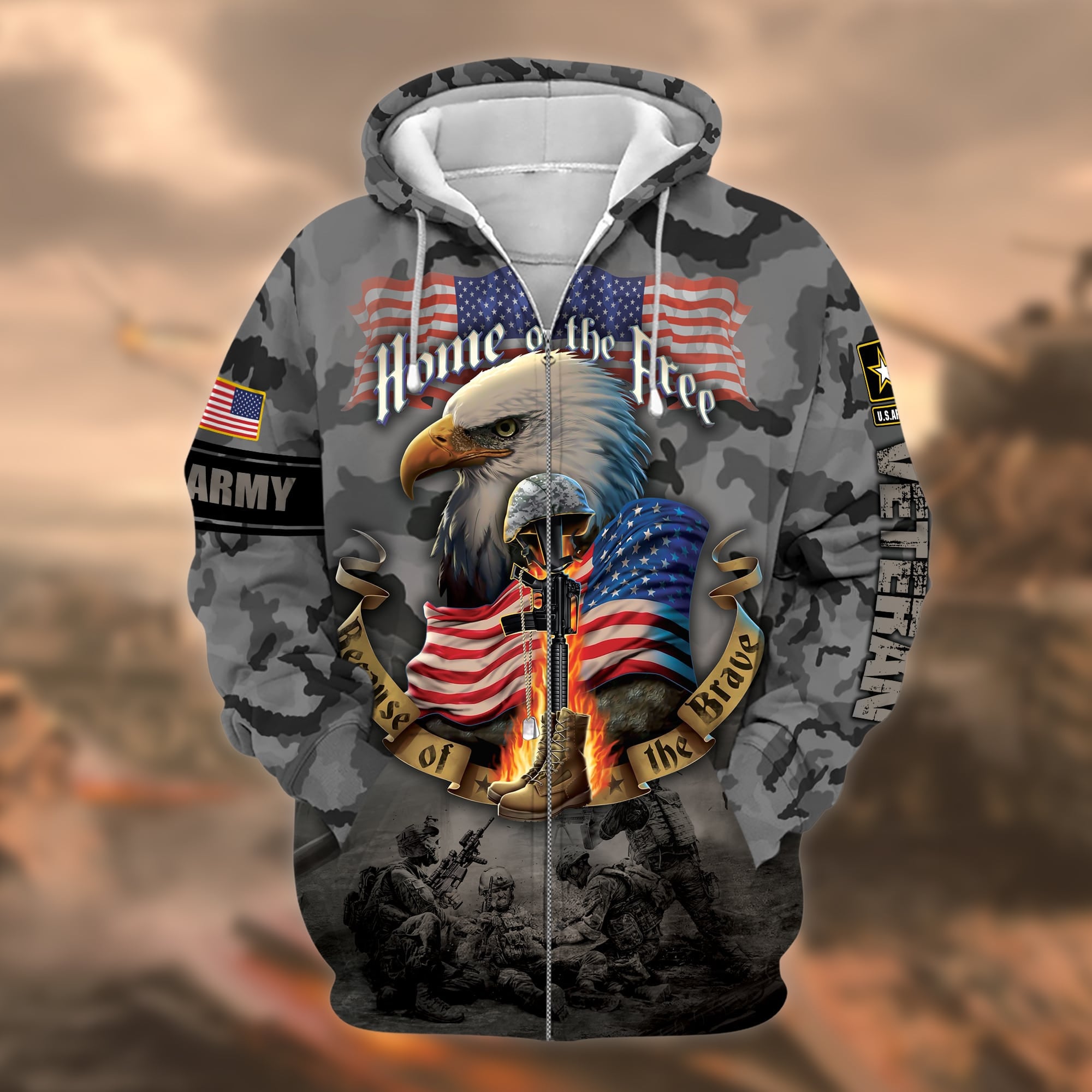 Unique U.S. Army Veteran Zip Hoodie