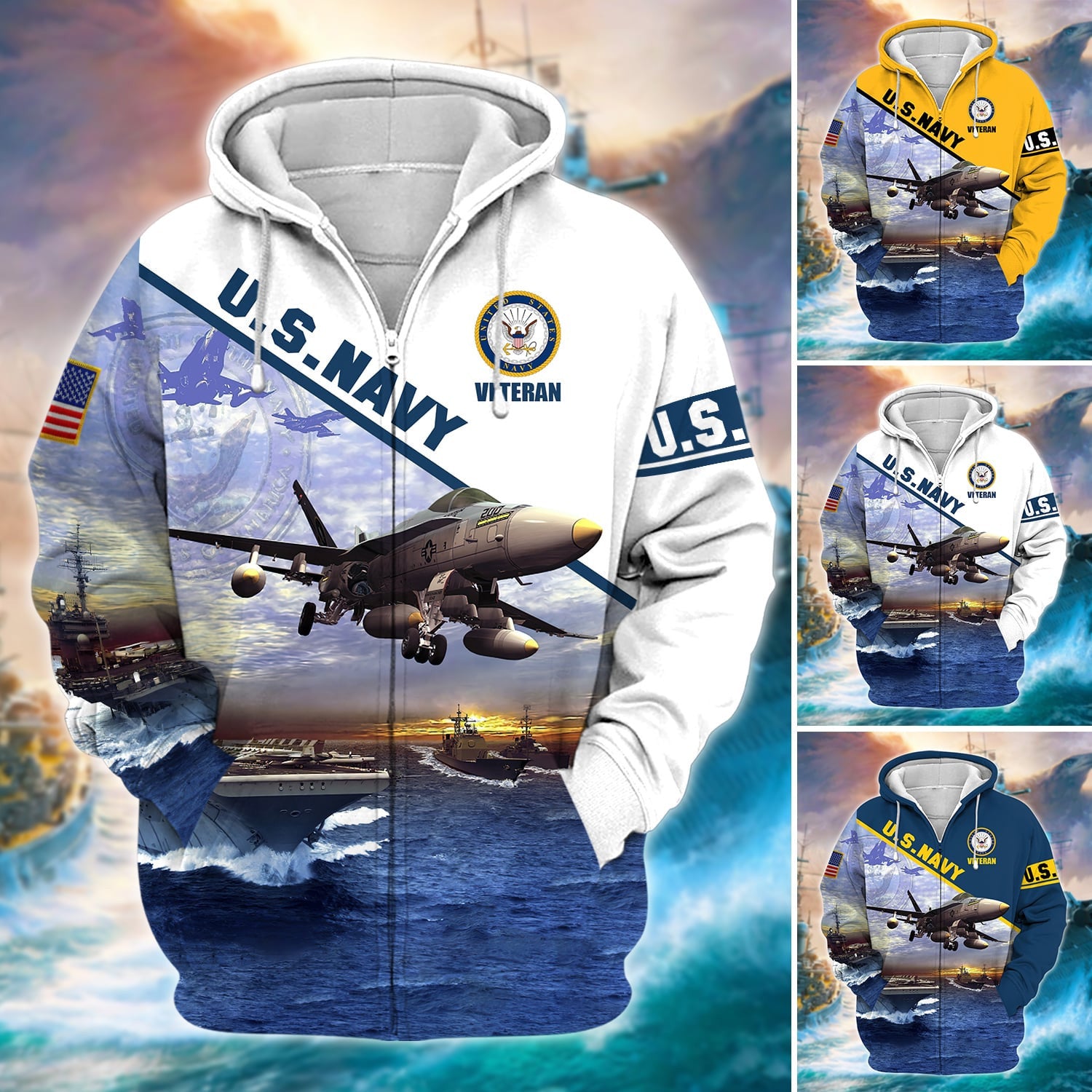 Unique U.S. Navy Veteran Zip Hoodie